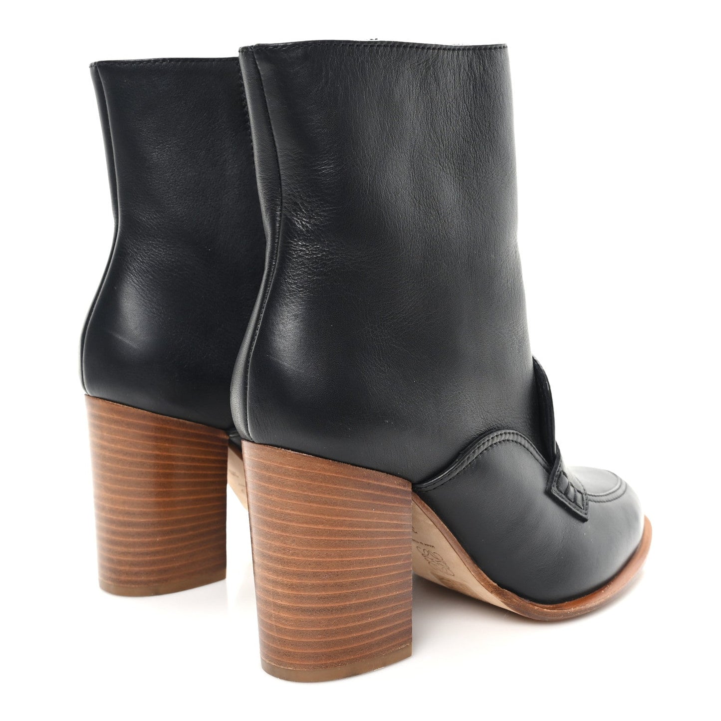 Calfskin Loafer Ankle Boots 39 Black