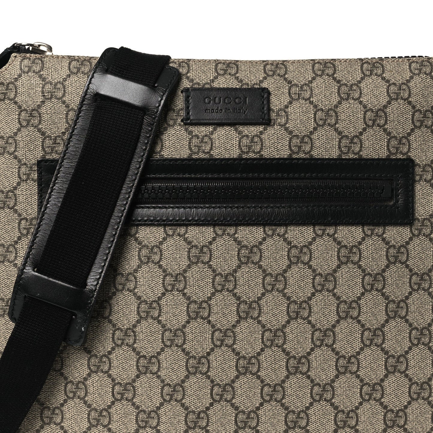 GG Supreme Monogram Flat Messenger Bag Black