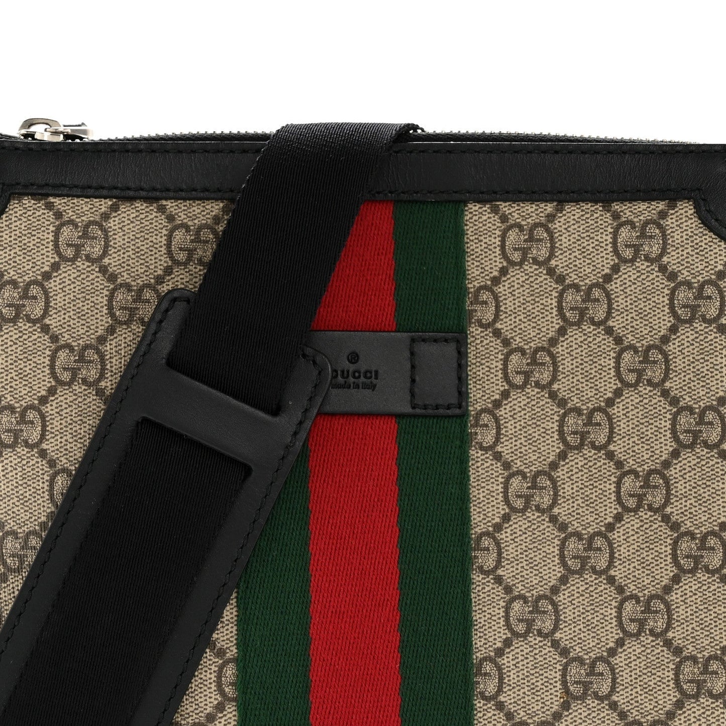GG Supreme Monogram Web Messenger Bag Black