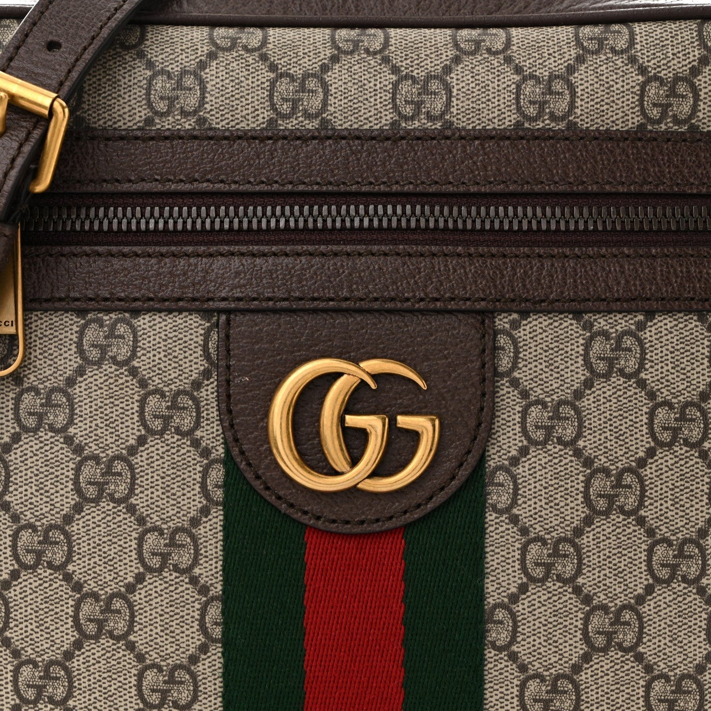 GG Supreme Monogram Web Small Ophidia Messenger Bag Brown