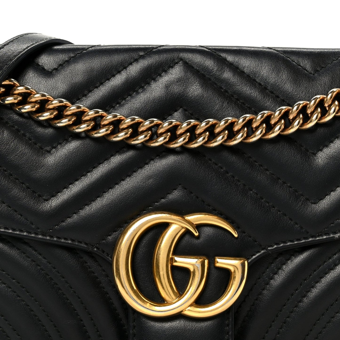 Calfskin Matelasse Small GG Marmont Shoulder Bag Black