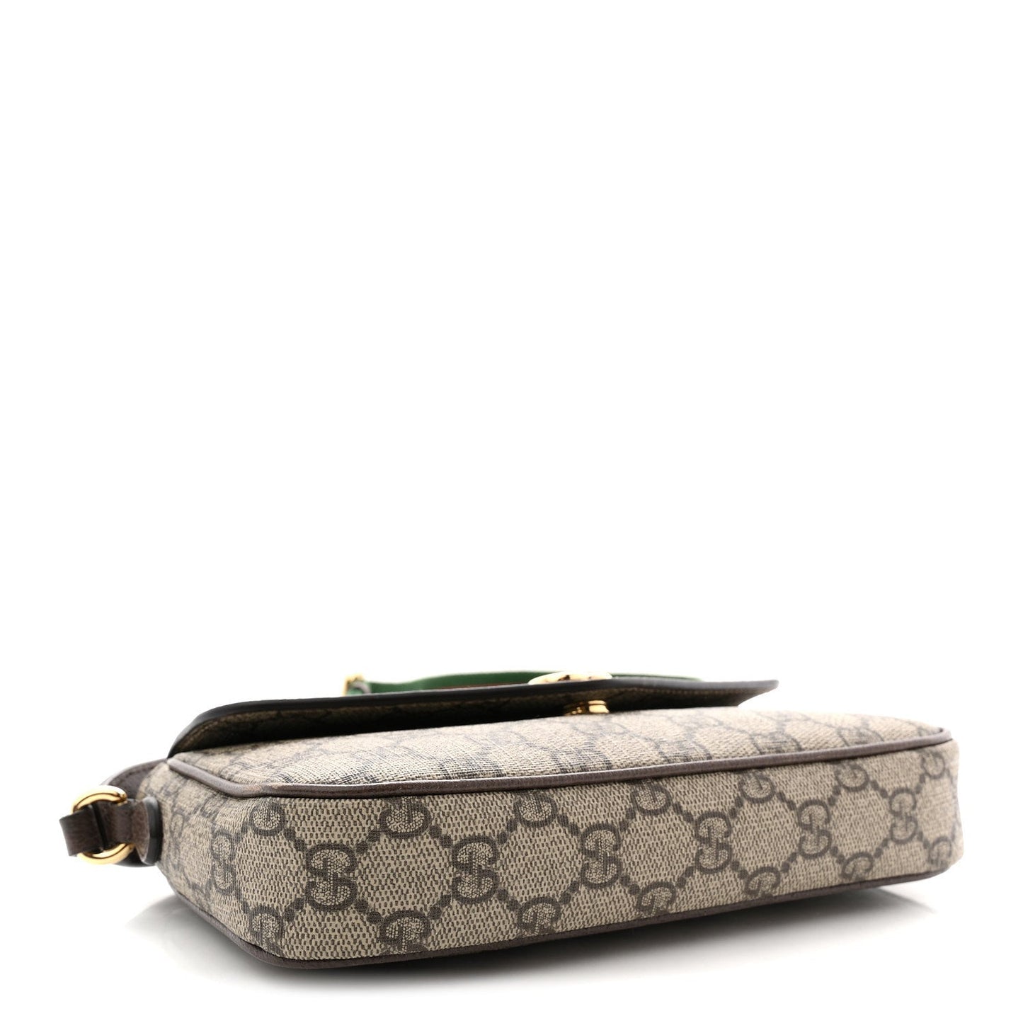 GG Supreme Monogram Textured Dollar Calfskin Web Mini Ophidia Envelope Shoulder Bag Beige Ebony