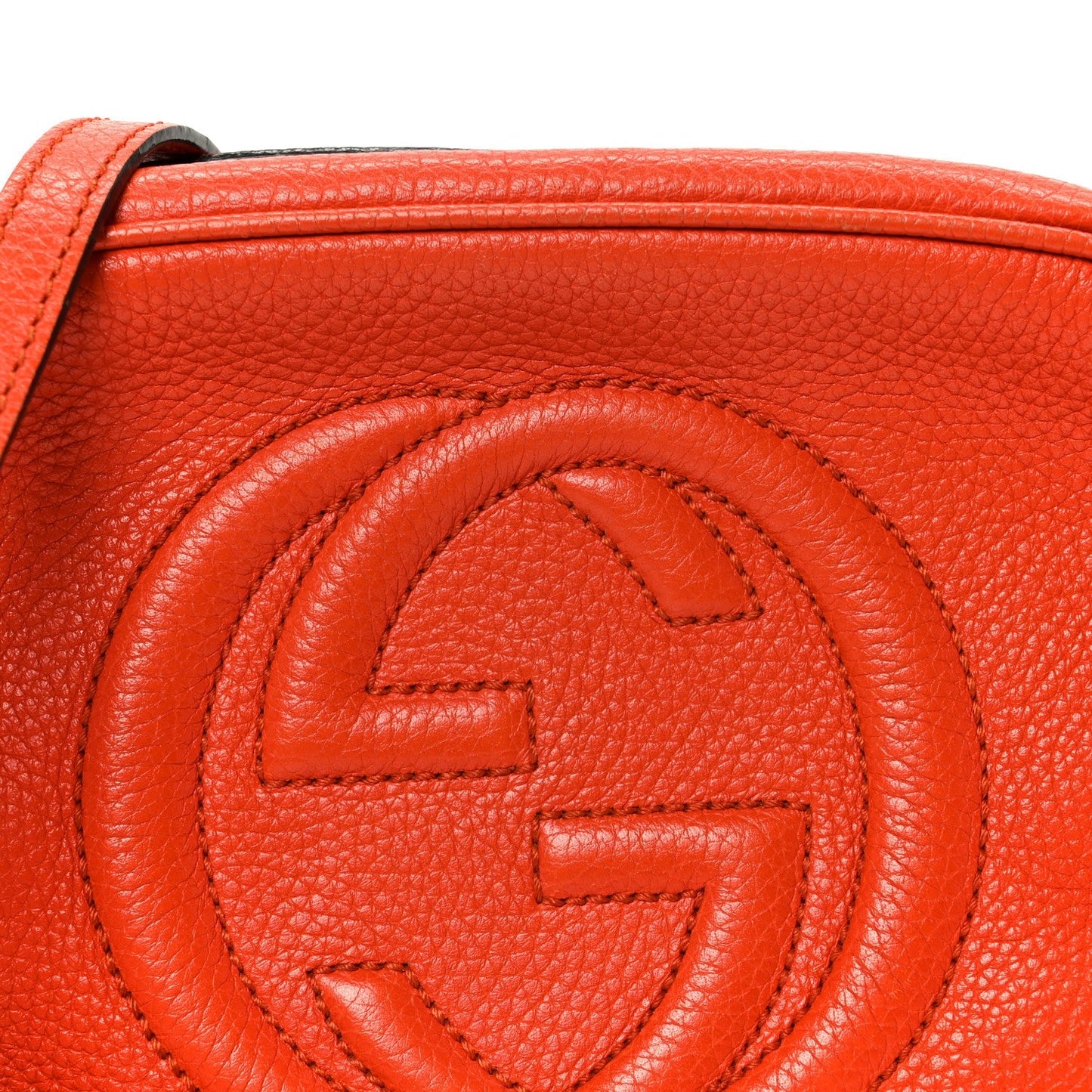 Pebbled Calfskin Small Soho Disco Bag Sun Orange