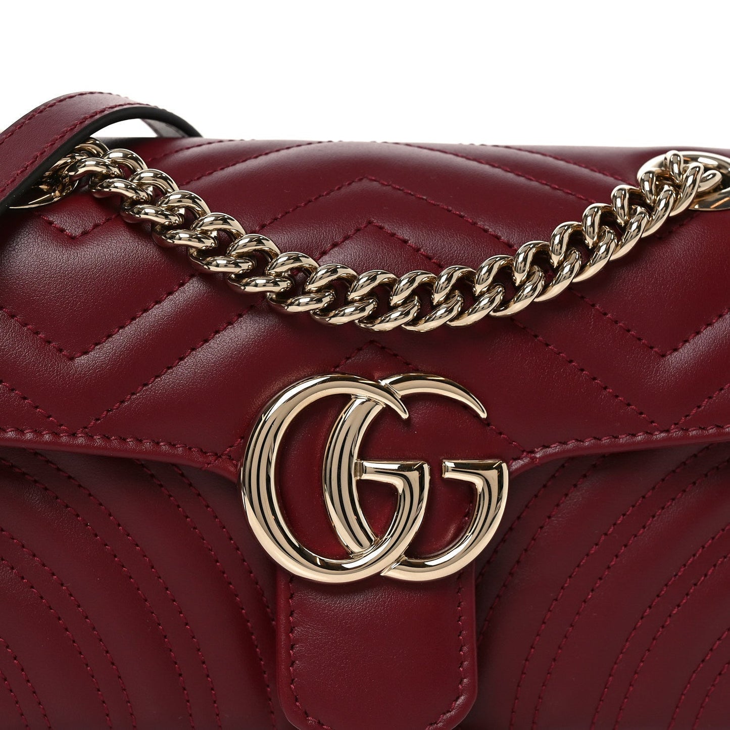 Calfskin Matelasse Mini GG Marmont Shoulder Bag Rosso Ancora