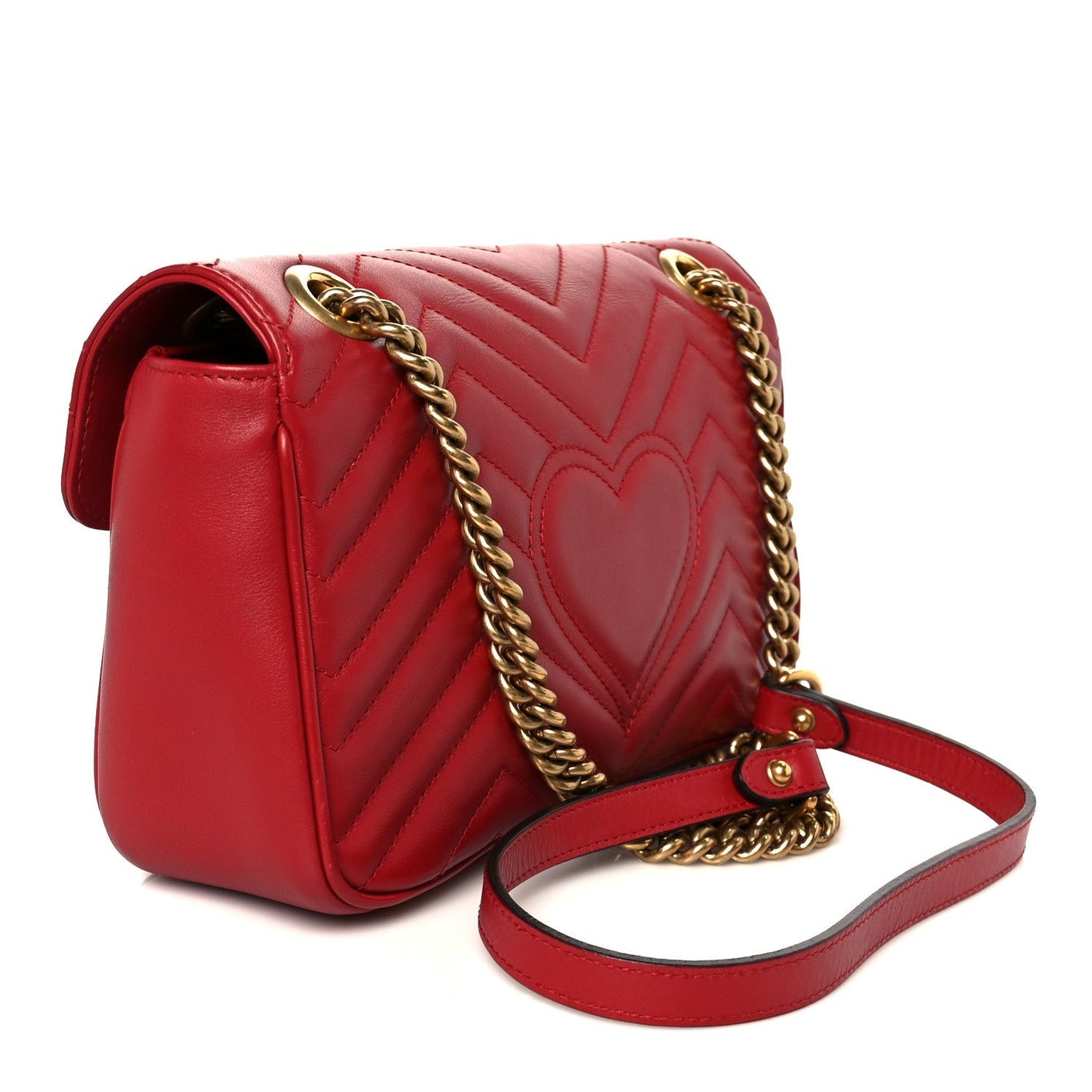 Calfskin Matelasse Small GG Marmont Shoulder Bag Hibiscus Red