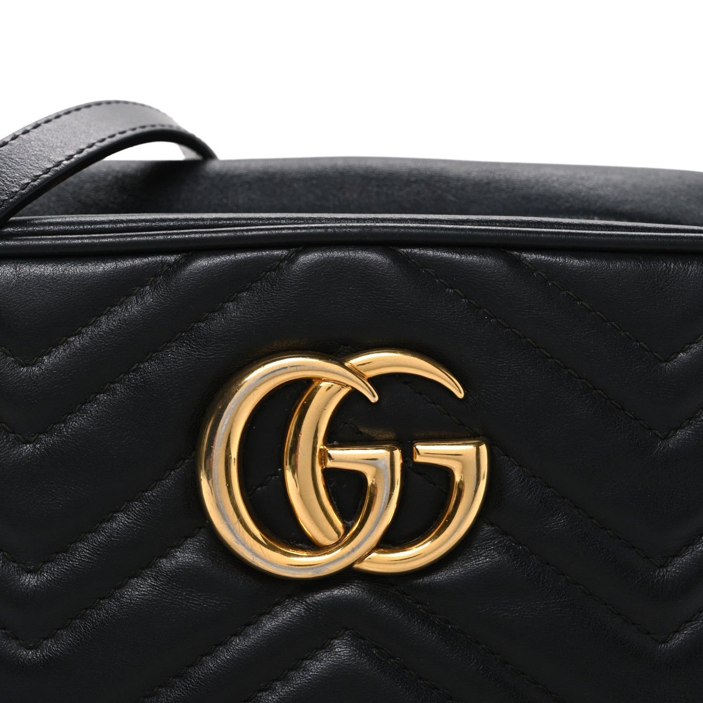 Calfskin Matelasse Small GG Marmont Chain Shoulder Bag Black