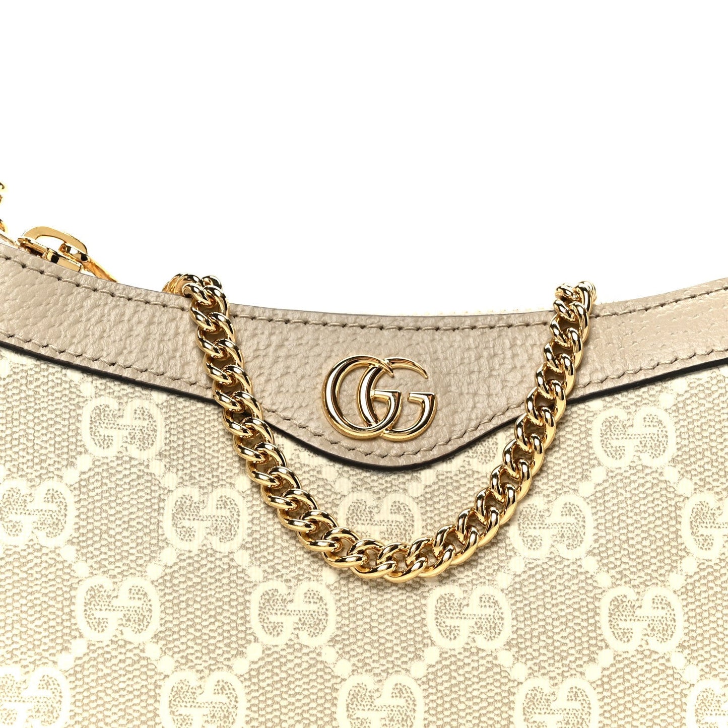 GG Supreme Monogram Textured Dollar Calfskin Web Mini Ophidia GG Handbag Beige Mystic White Oatmeal