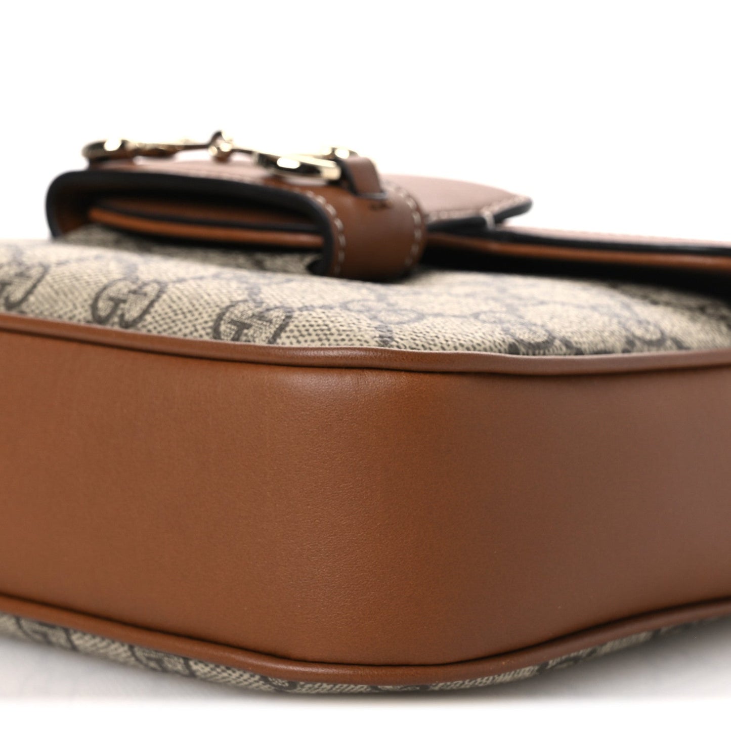 GG Supreme Monogram Duomo Lux Horsebit 1955 Soft Small Shoulder Bag Beige Ebony Sundial
