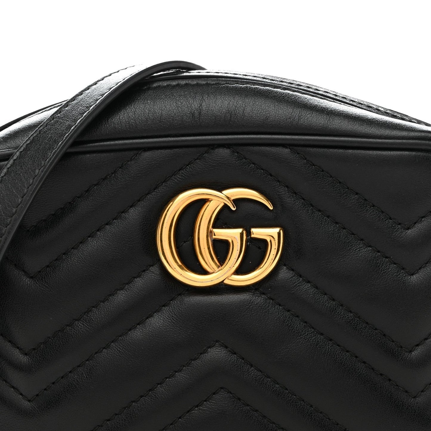 Calfskin Matelasse Mini GG Marmont Chain Shoulder Bag Black