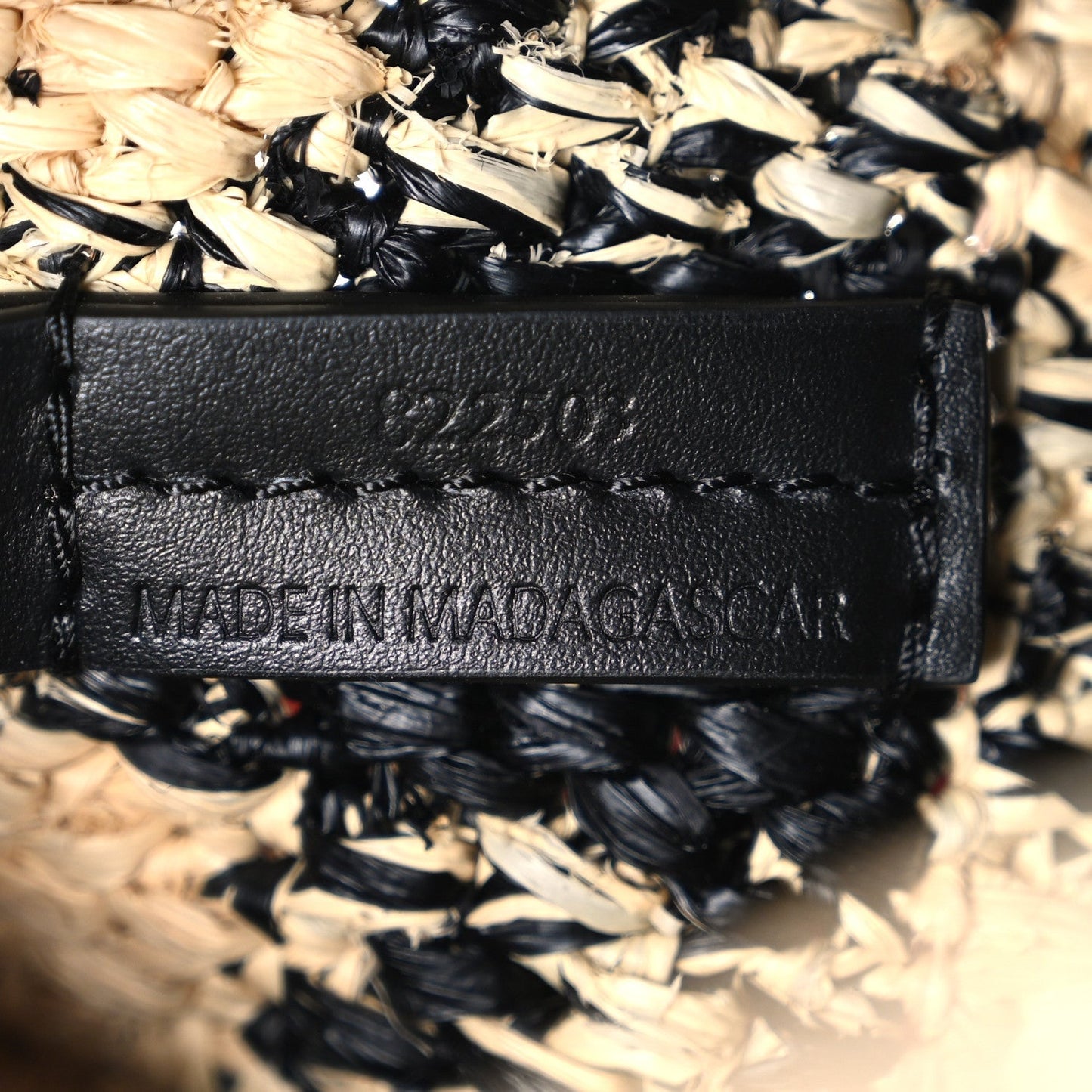X PAULA'S IBIZA Raffia Mini Font Tote Black Natural