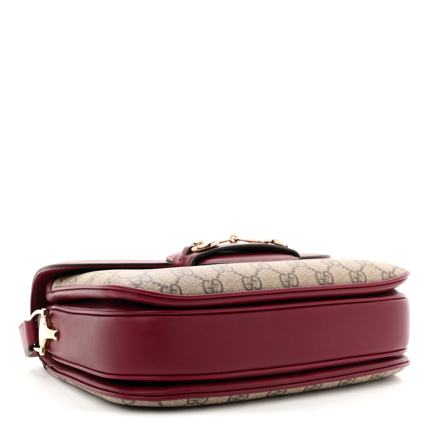 GG Supreme Monogram Horsebit 1955 Soft Small Shoulder Bag Beige Ebony Rosso Ancora
