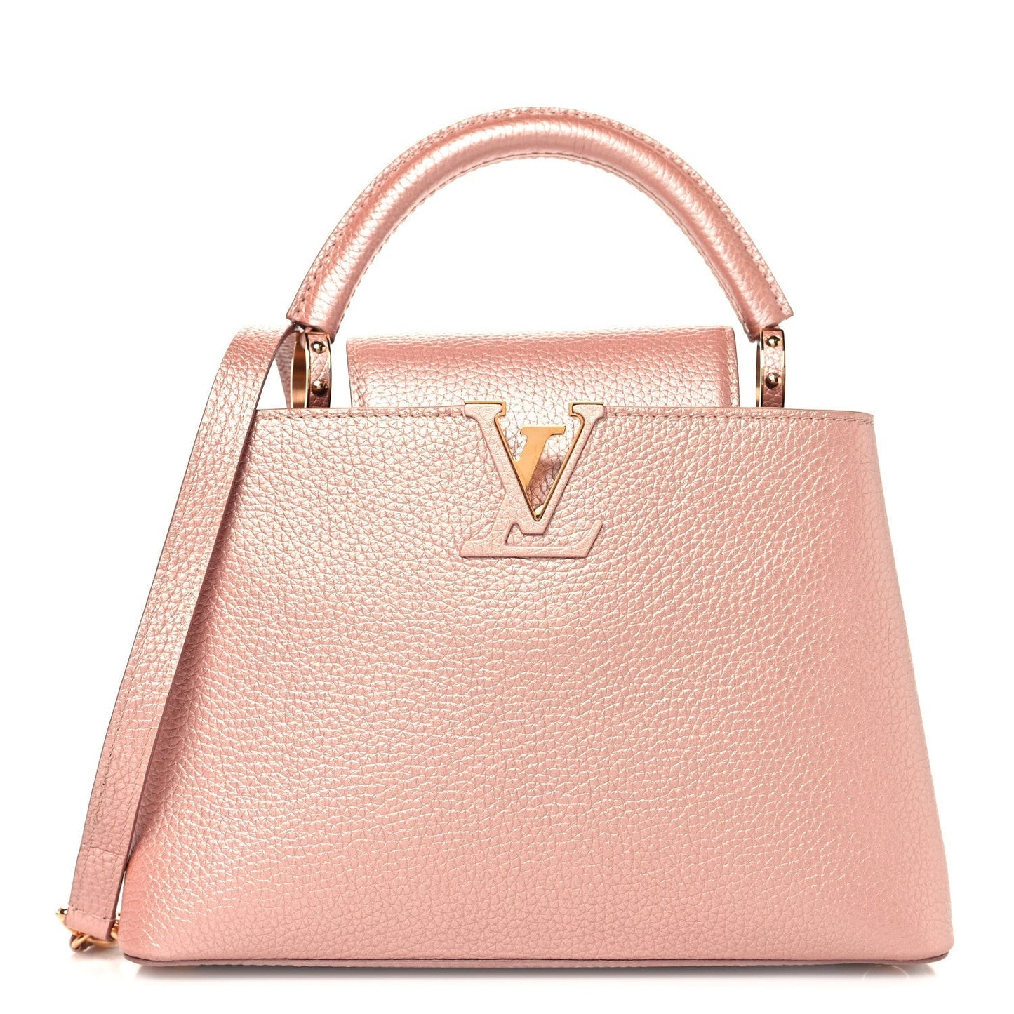 Metallic Taurillon Capucines BB Pearly Pink