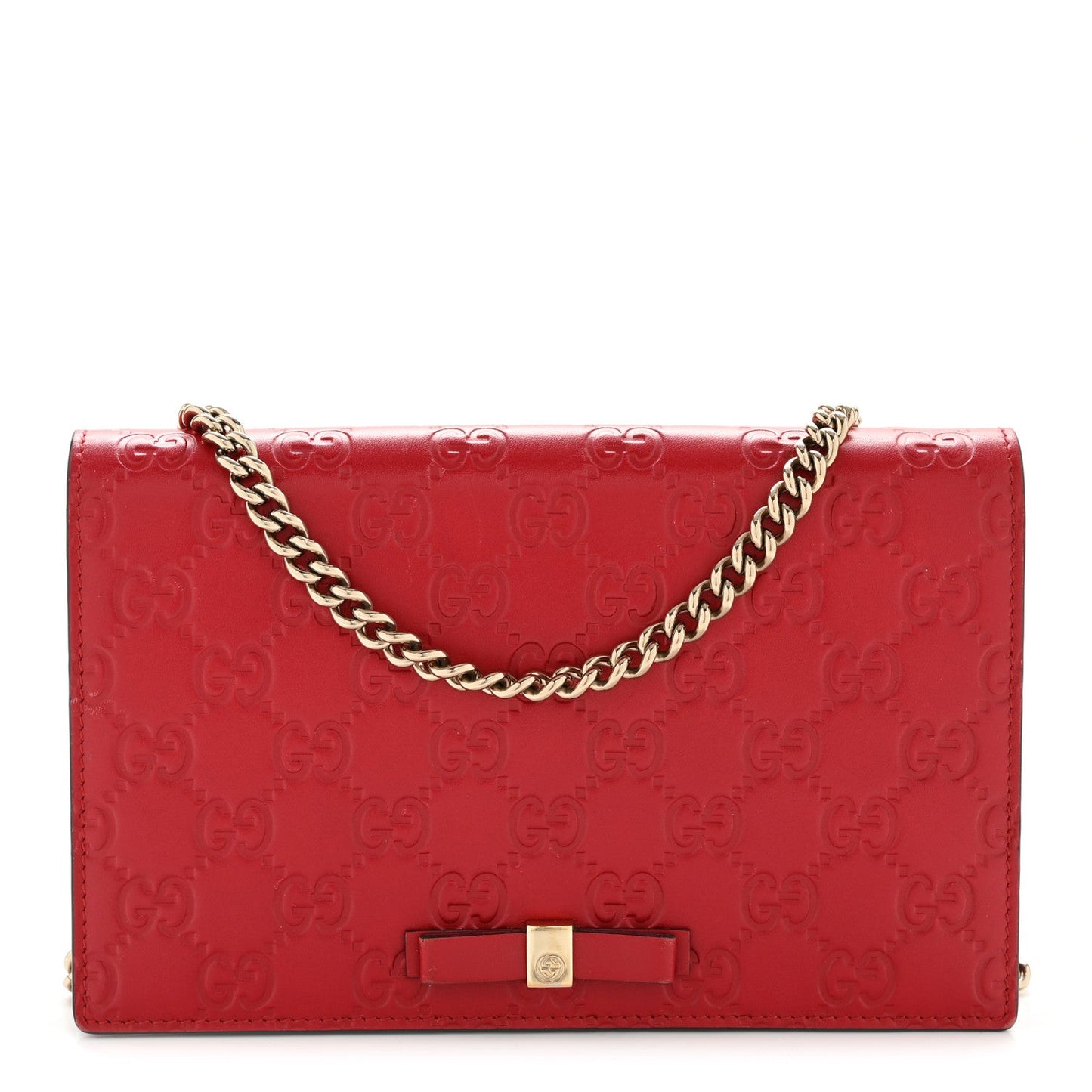 Guccissima Signature Bowy Chain Wallet Hibiscus Red