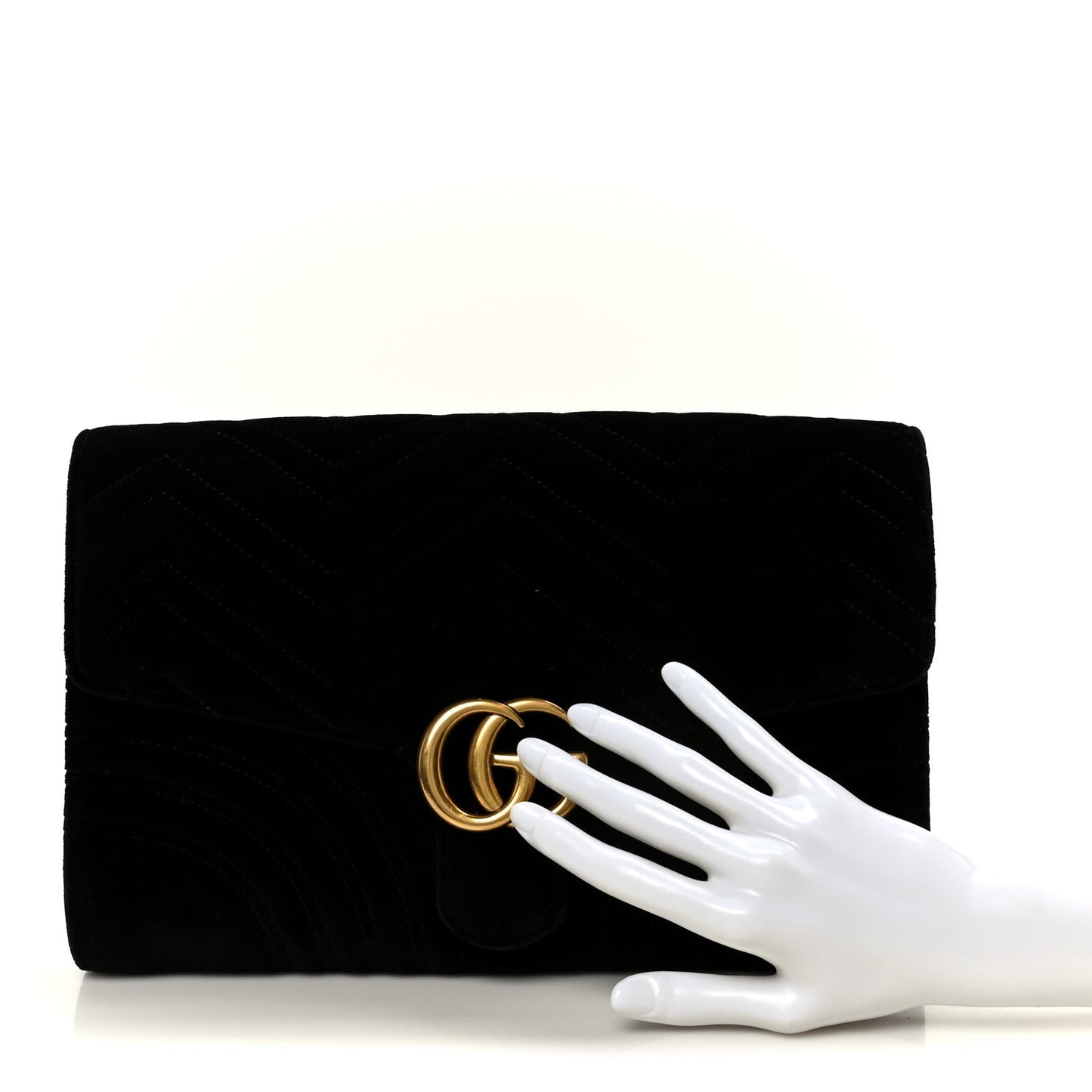 Velvet Matelasse GG Marmont Clutch Black