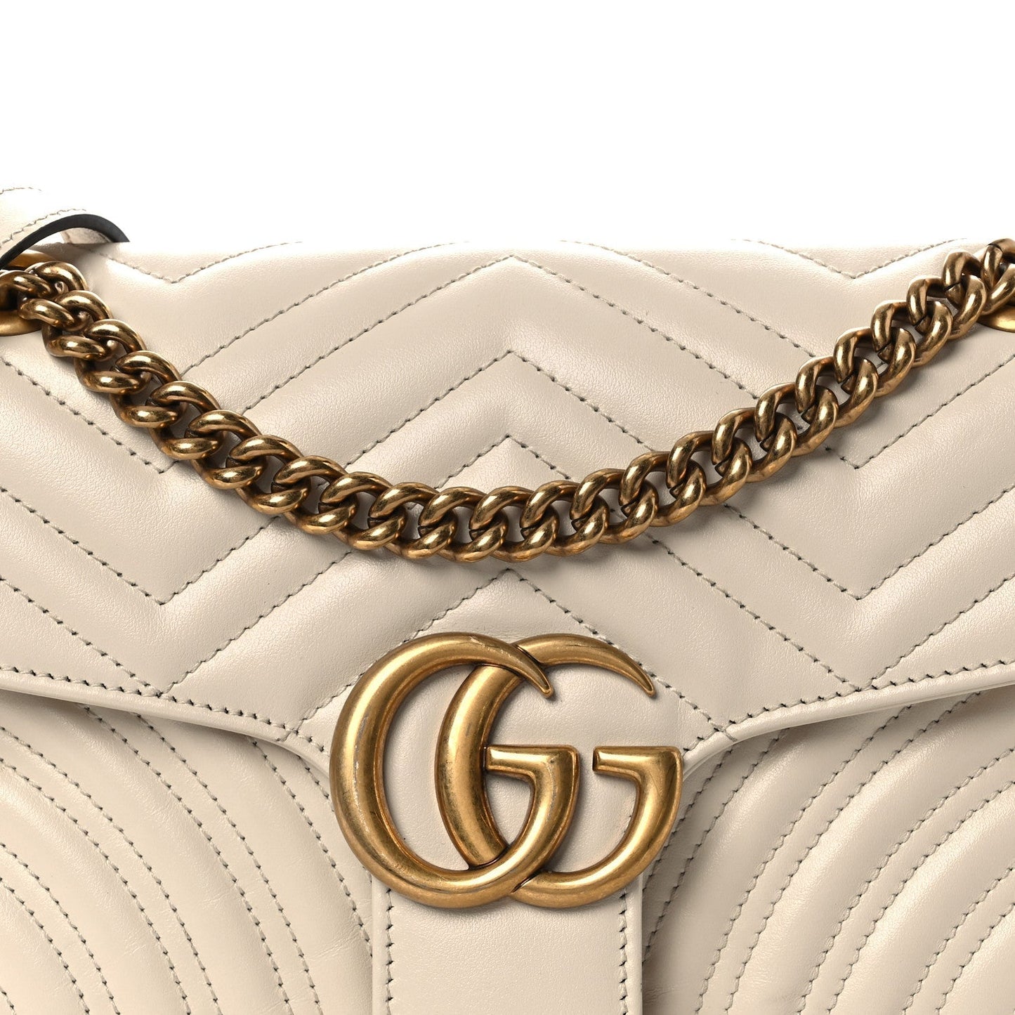 Calfskin Matelasse Small GG Marmont Shoulder Bag White