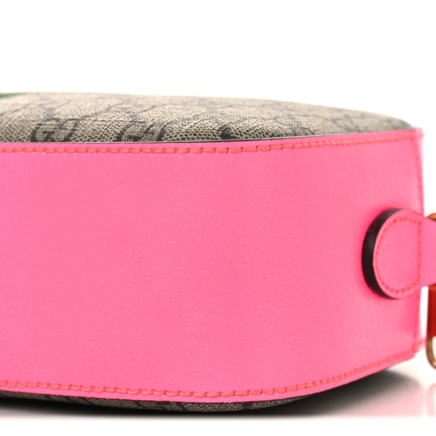 GG Supreme Monogram Textured Dollar Calfskin Web Ophidia Small Crossbody Bag Beige Ebony Fuchsia