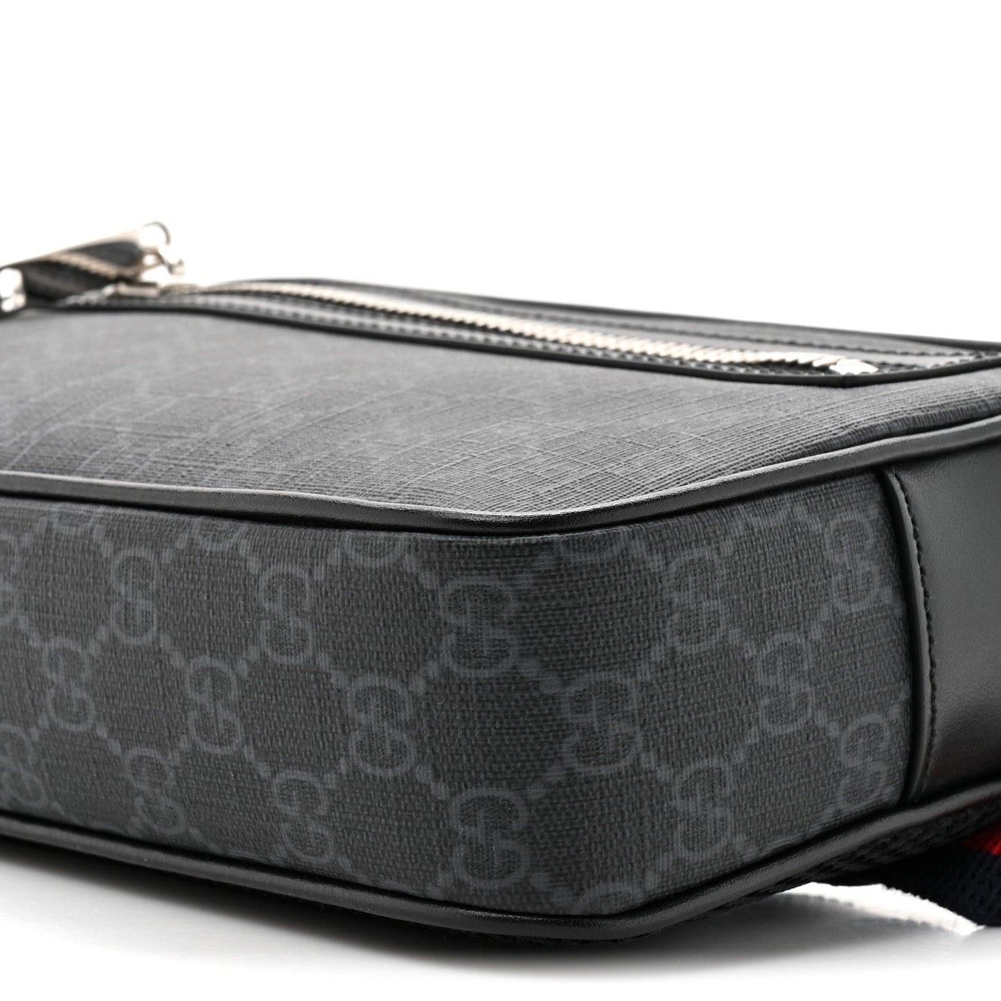 Soft GG Supreme Monogram Web Belt Bag Black Grey