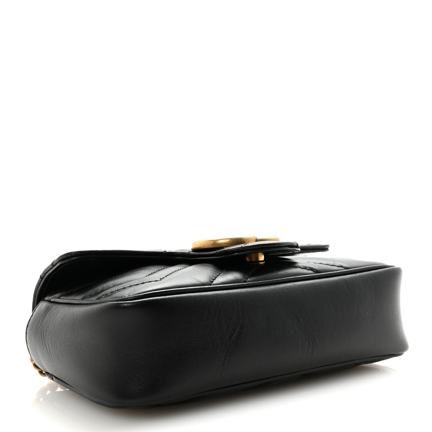 Calfskin Matelasse Super Mini GG Marmont Shoulder Bag Black