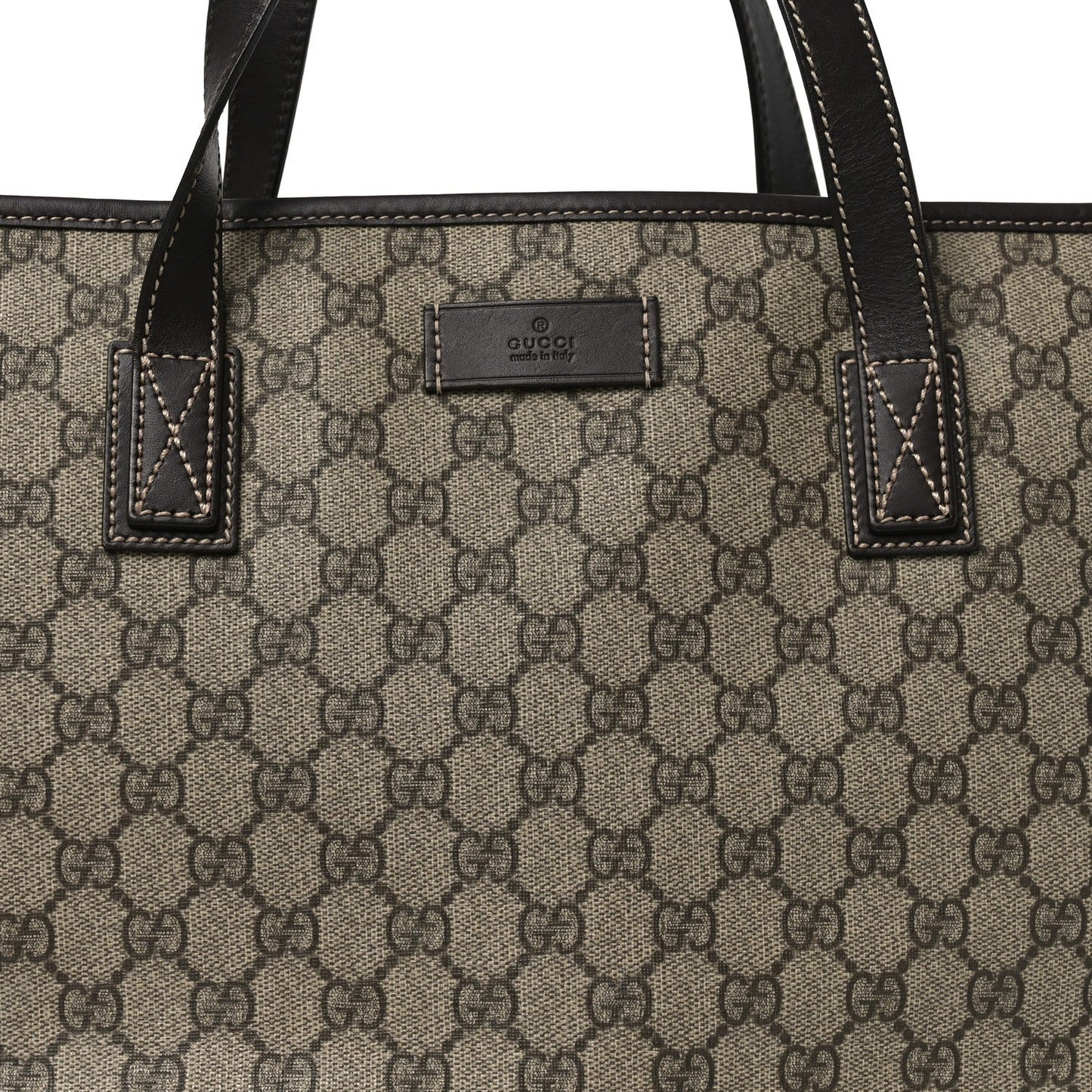 GG Supreme Monogram Medium Zippered Shopping Tote  Dark Brown