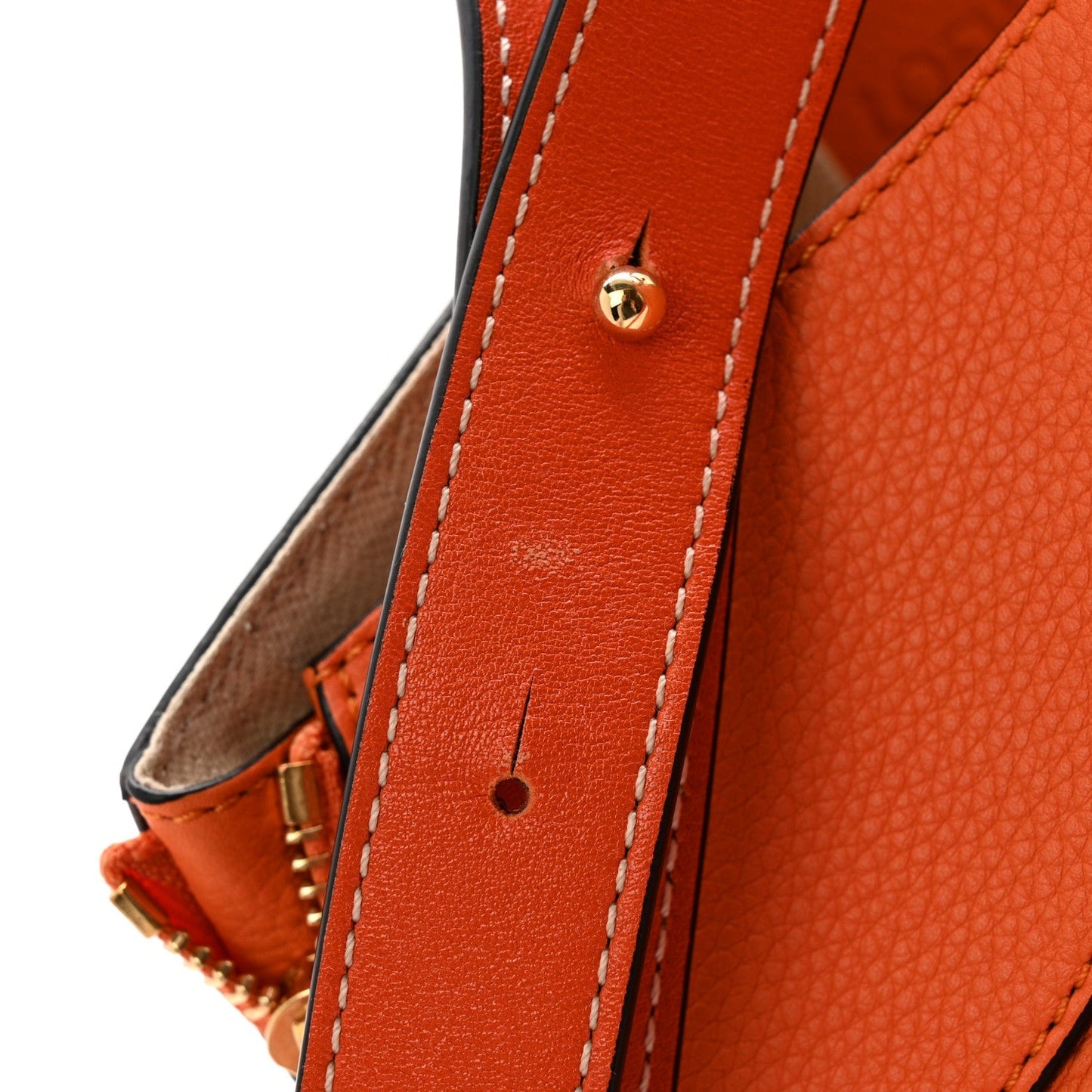 Grained Calfskin Small Hammock Shoulder Bag Apricot Orange