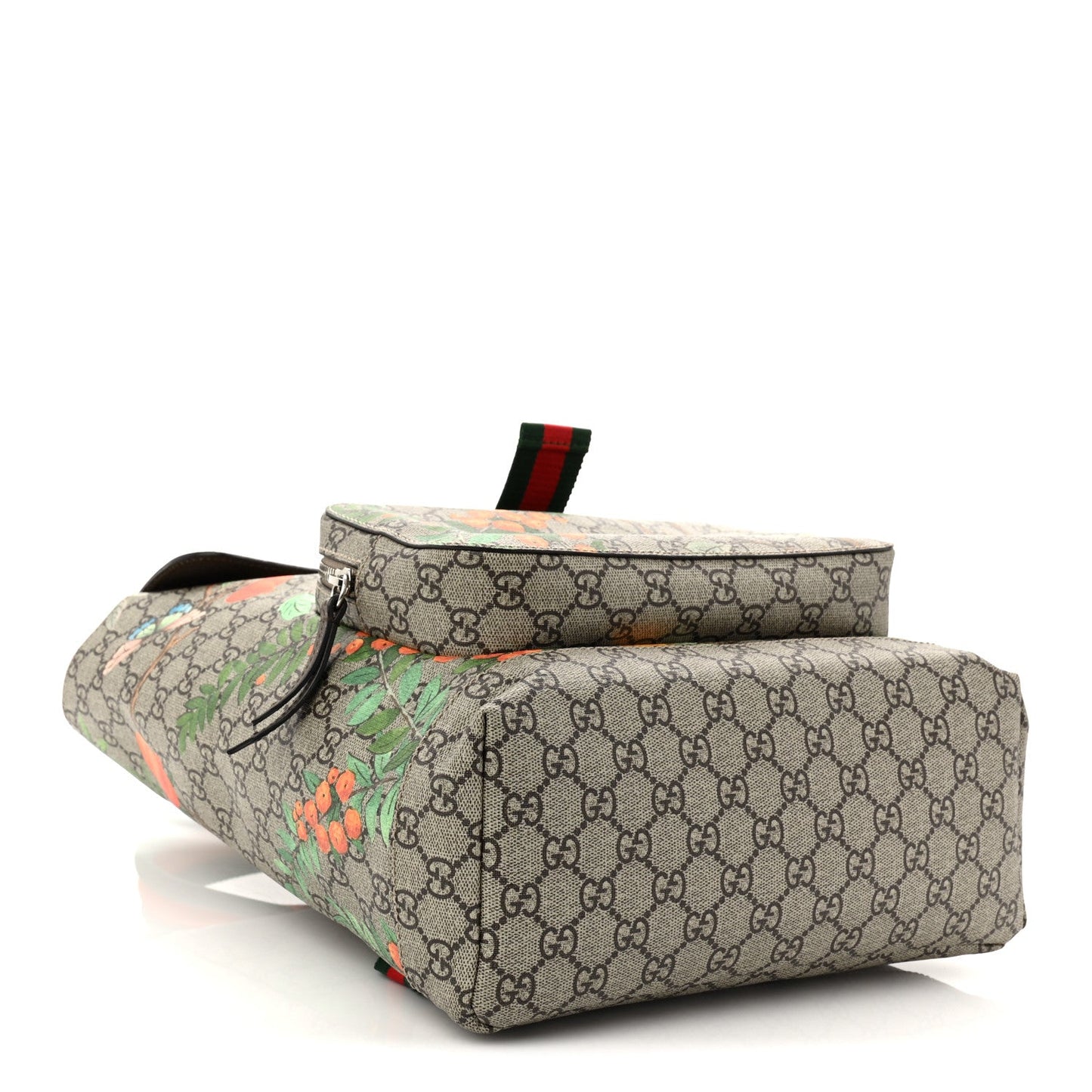 GG Supreme Monogram Tian Web Single Buckle Backpack Beige Multicolor New Acero