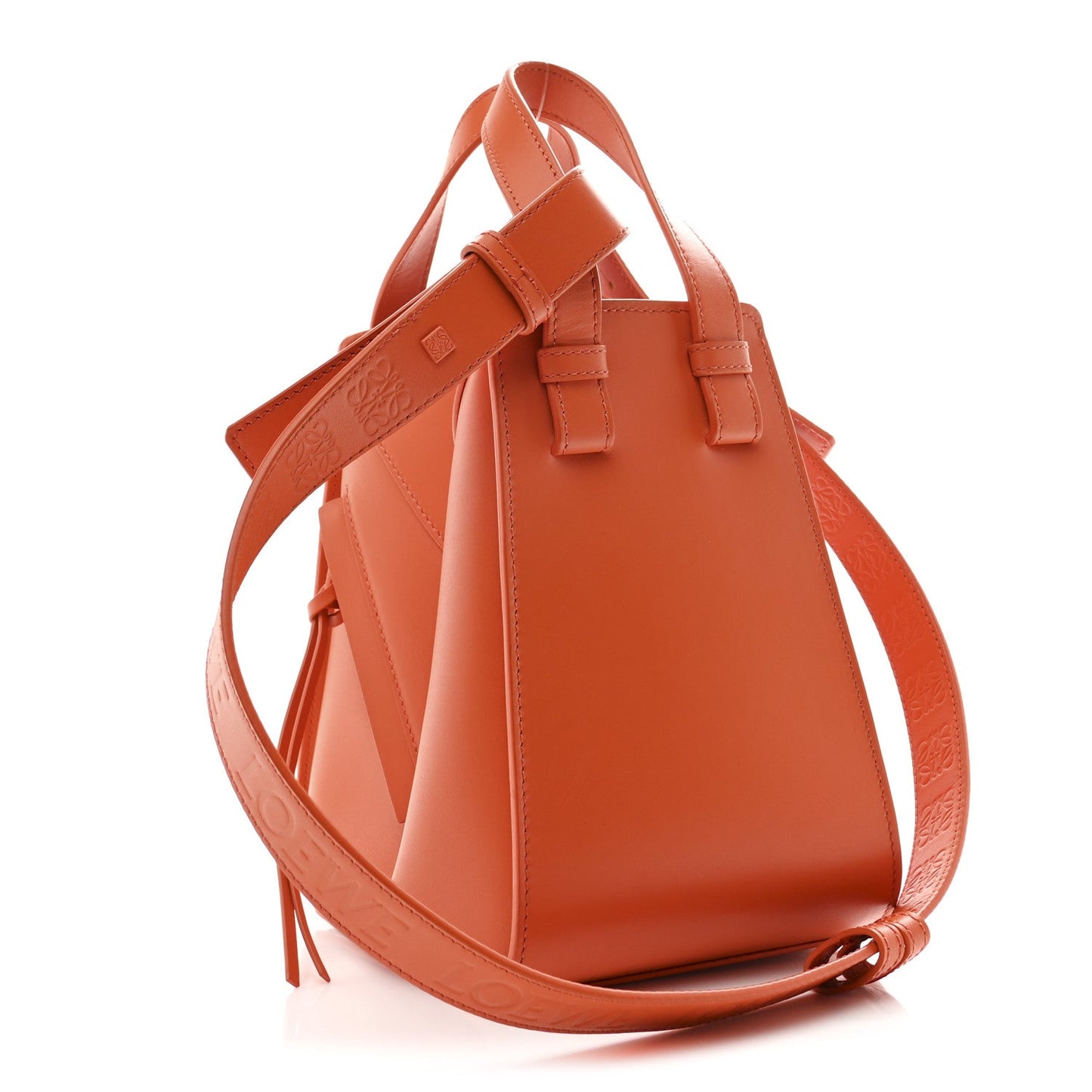Satin Calfskin Compact Hammock Shoulder Bag Orange