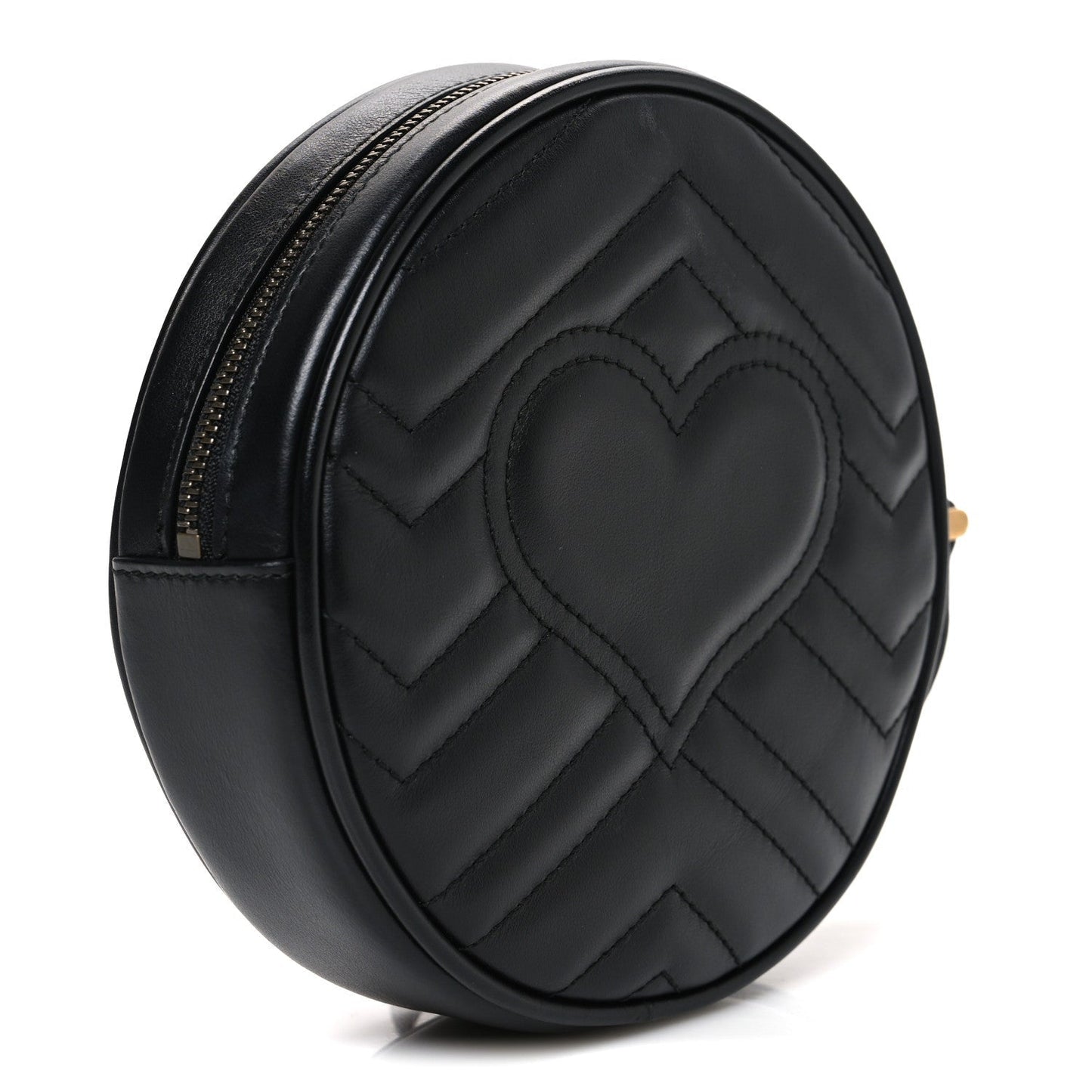 Calfskin Matelasse GG Marmont Round Wrist Wallet Black