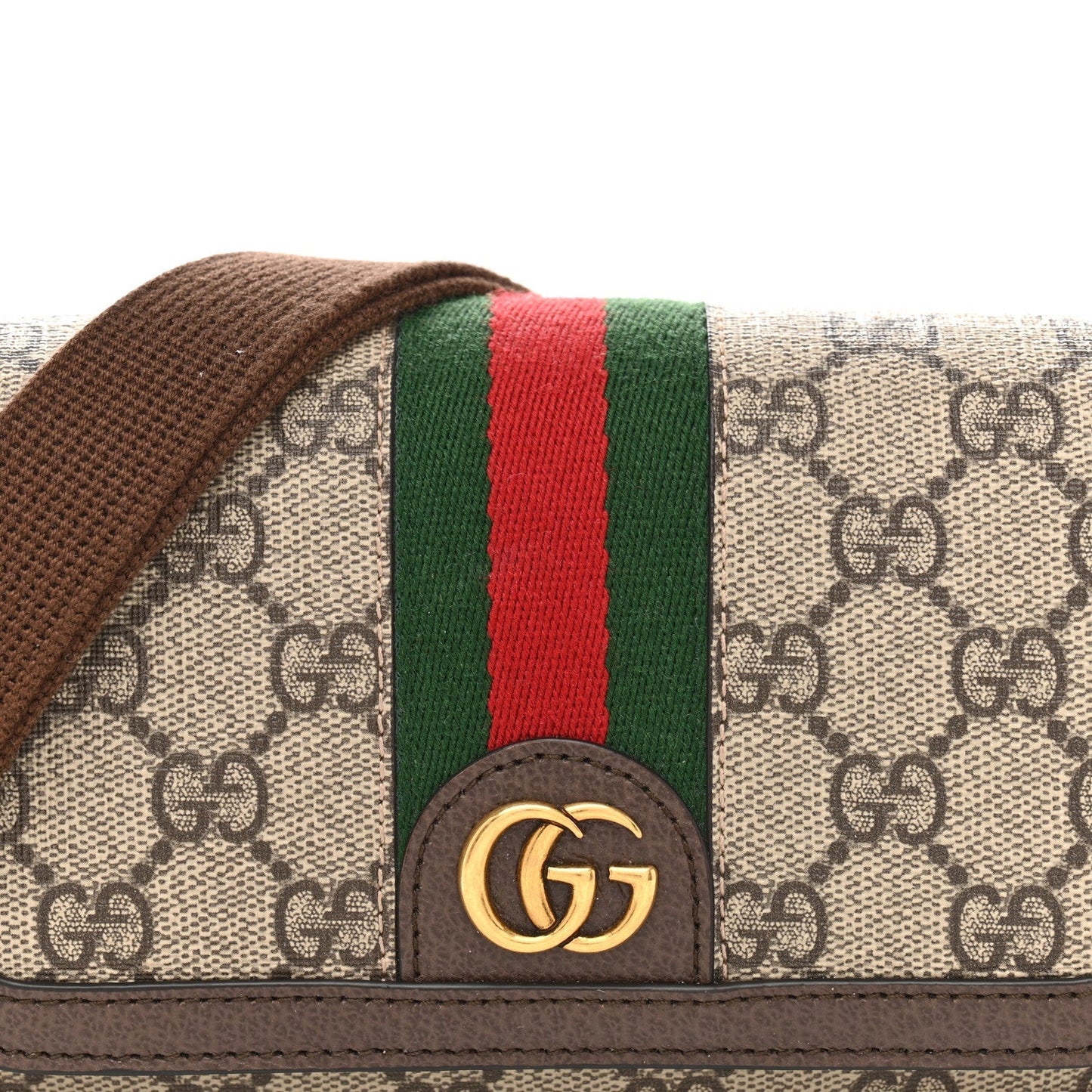 GG Supreme Monogram Web Mini Ophidia Flap Shoulder Bag Brown