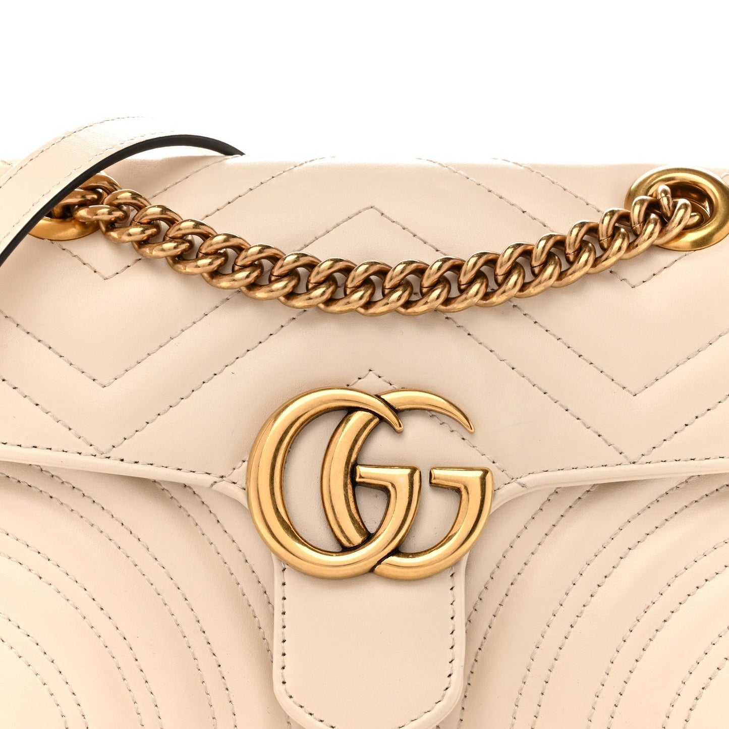 Calfskin Matelasse Mini GG Marmont Shoulder Bag White