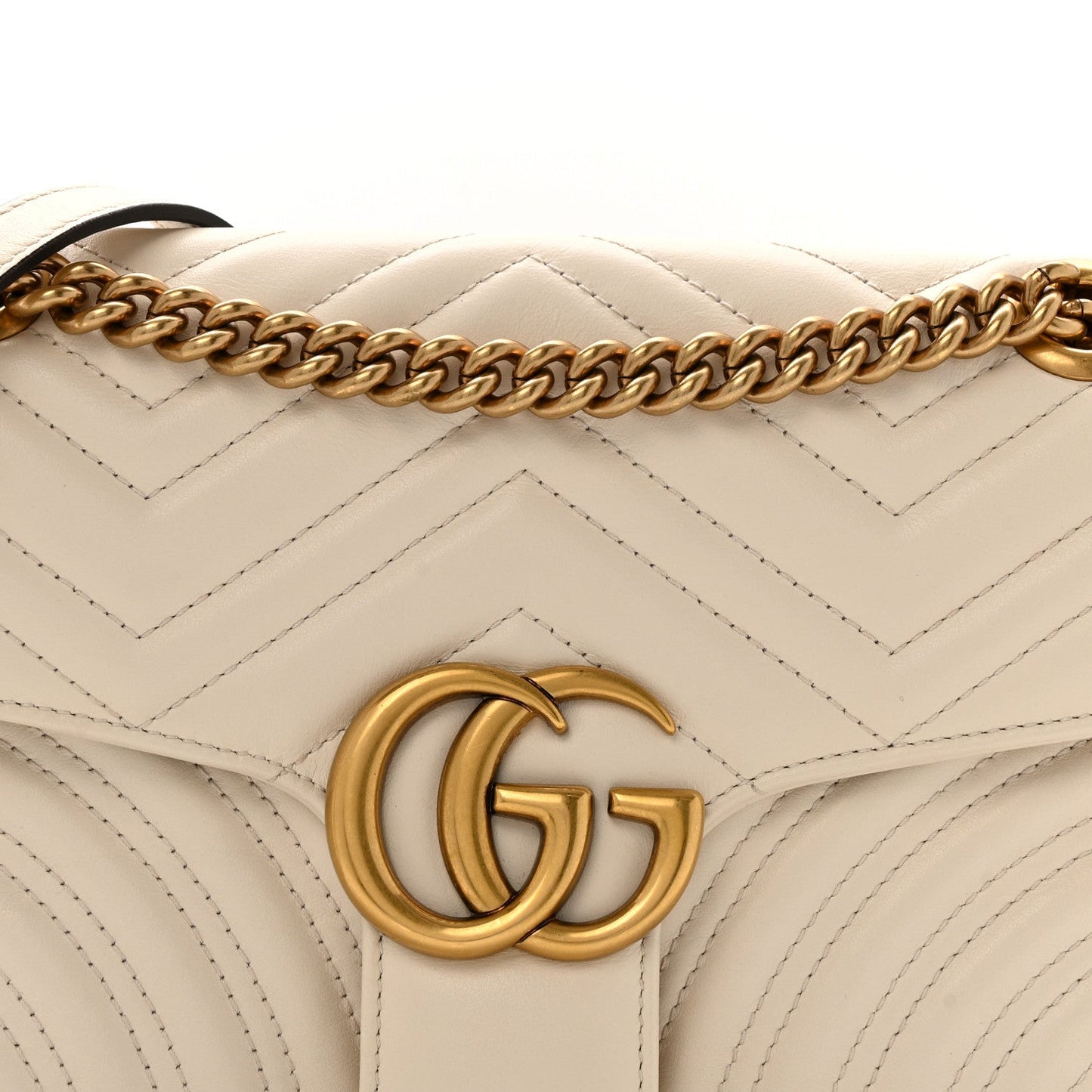 Calfskin Matelasse Small GG Marmont Shoulder Bag White