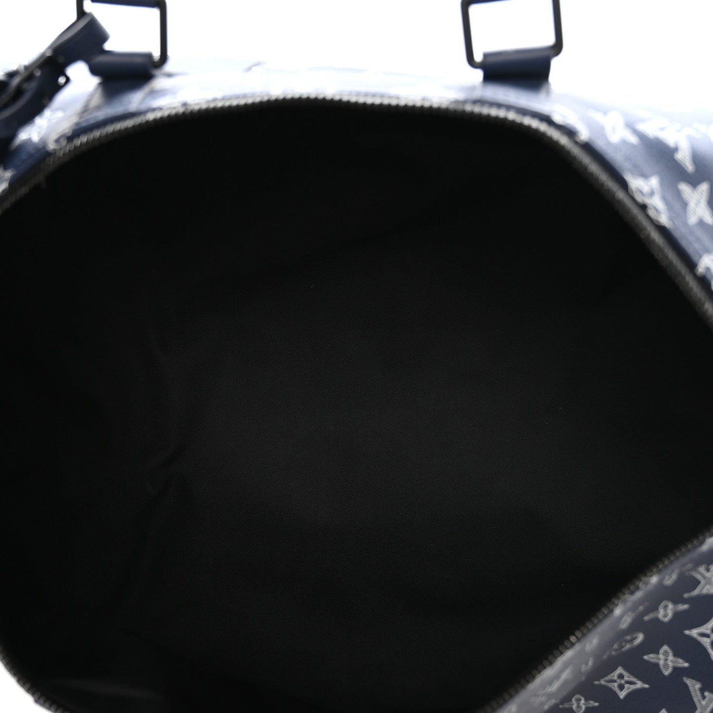 Calfskin Shadow Monogram Keepall Bandouliere 50 Ink Blue White