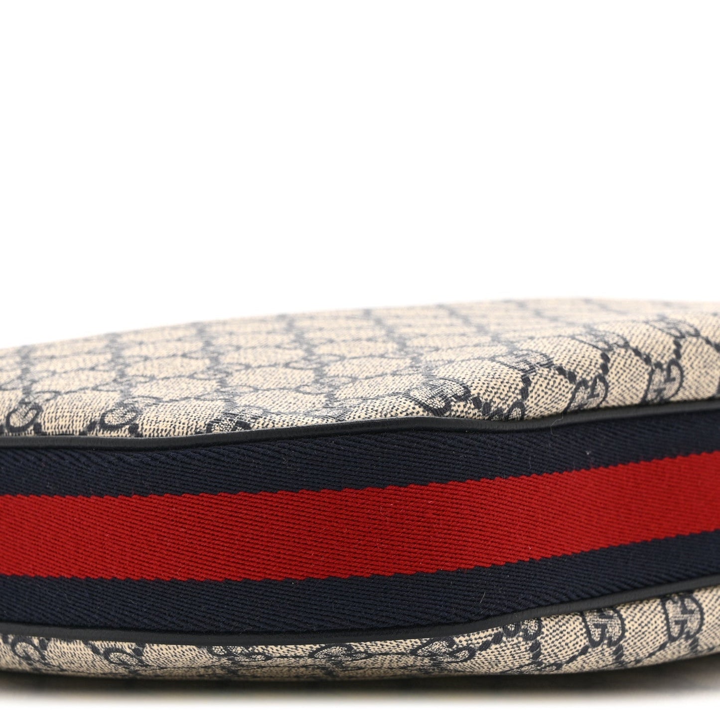 GG Supreme Monogram Textured Calfskin Web Small Attache Shoulder Bag Beige Blue