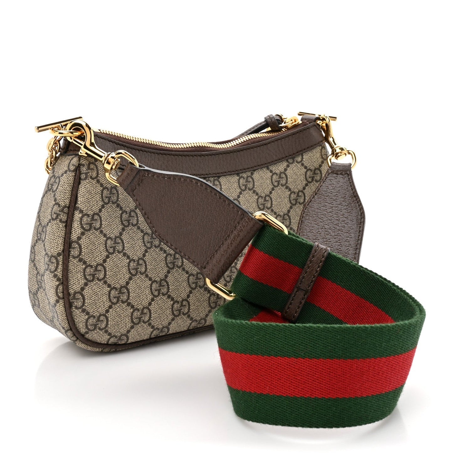 GG Supreme Monogram Textured Dollar Calfskin Web Small Ophidia GG Handbag Beige Ebony New Acero