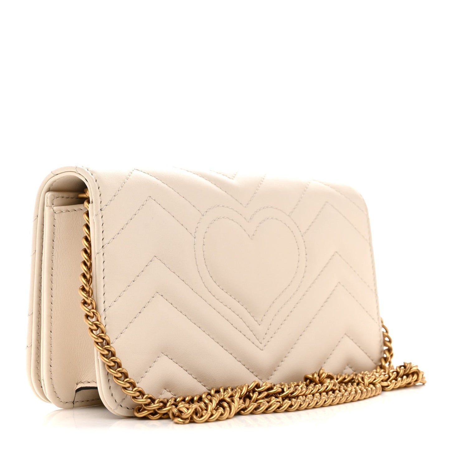 Calfskin Matelasse GG Marmont Mini Bag White