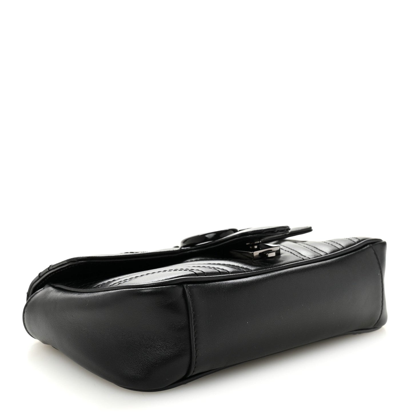 Calfskin Matelasse Monochrome Mini GG Marmont Shoulder Bag Black