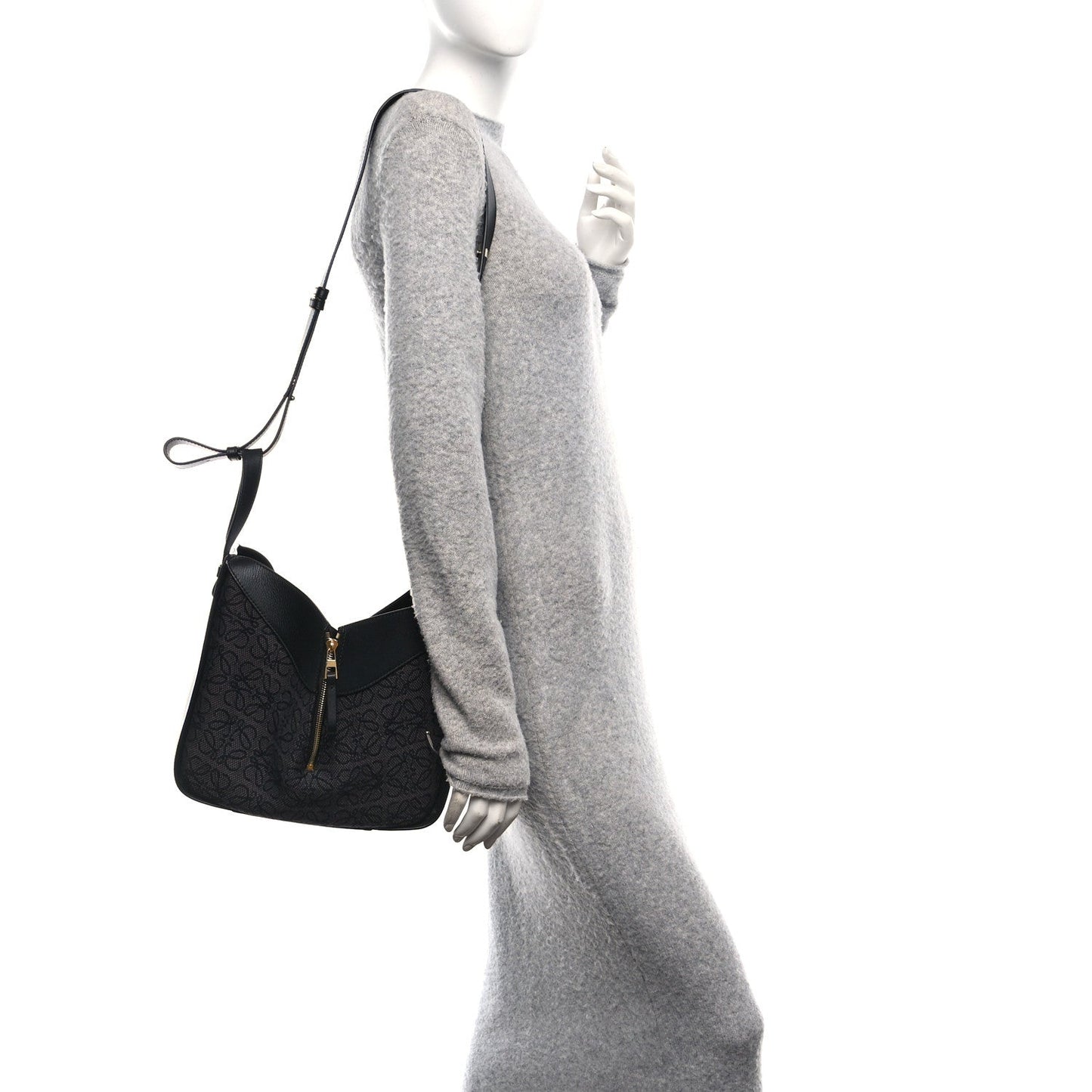Jacquard Anagram Calfskin Small Hammock Shoulder Bag Black Charcoal