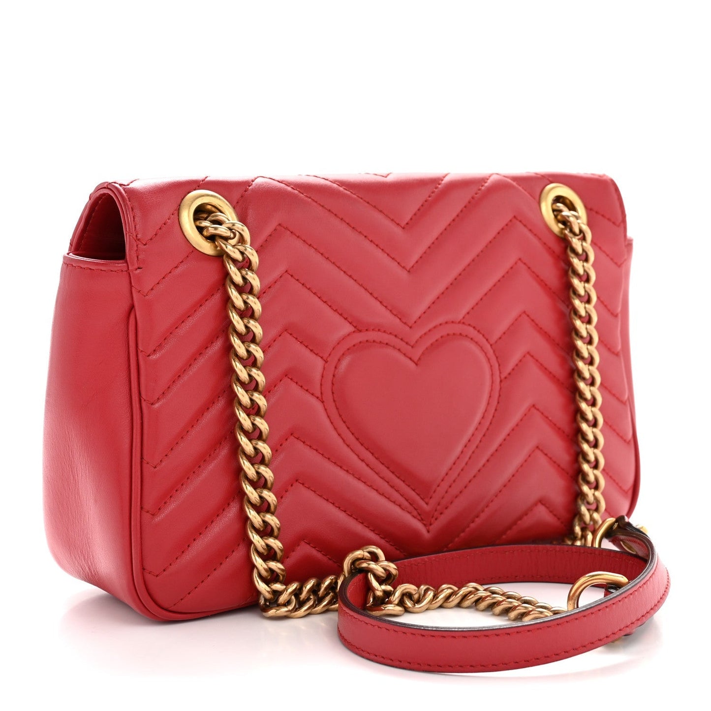 Calfskin Matelasse Small GG Marmont Shoulder Bag Hibiscus Red