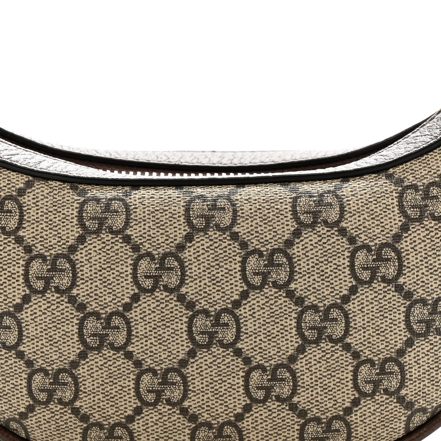 GG Supreme Monogram Textured Calfskin Web Mini Ophidia Half Moon Hobo Beige Ebony New Acero