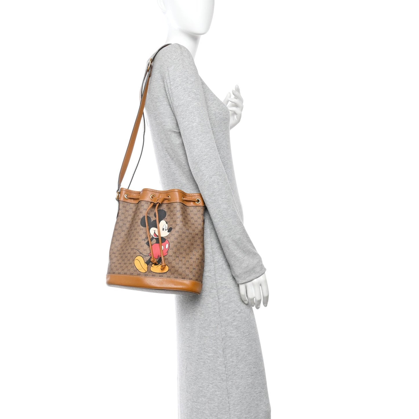 X DISNEY Mini Vintage GG Supreme Monogram Bucket Bag Beige Vintage Sun Oil