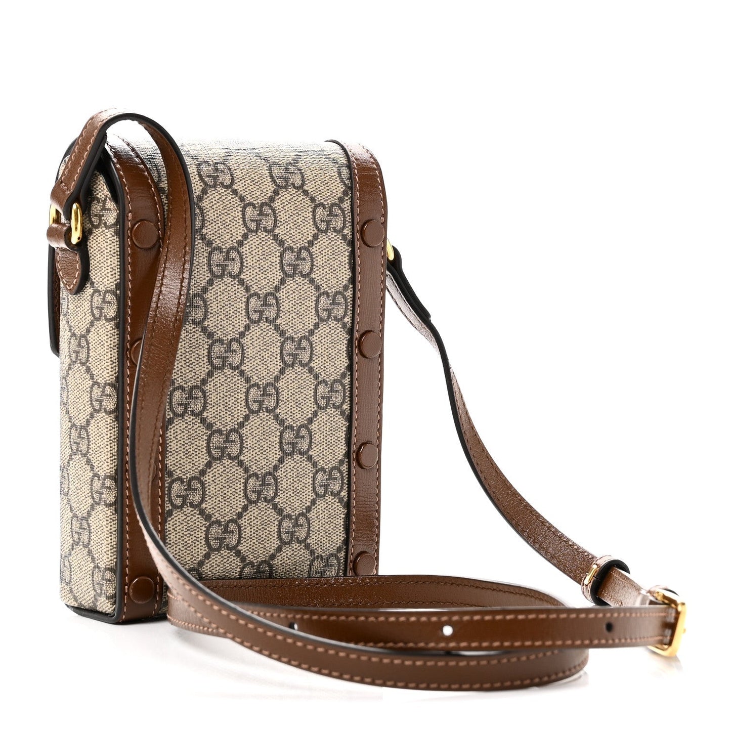 GG Supreme Monogram Mini Horsebit 1955 Crossbody Bag Beige Brown Sugar