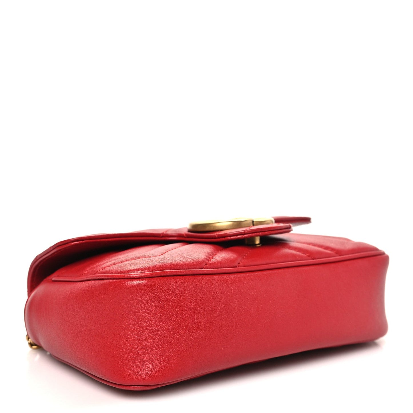 Calfskin Matelasse Super Mini GG Marmont Shoulder Bag Hibiscus Red
