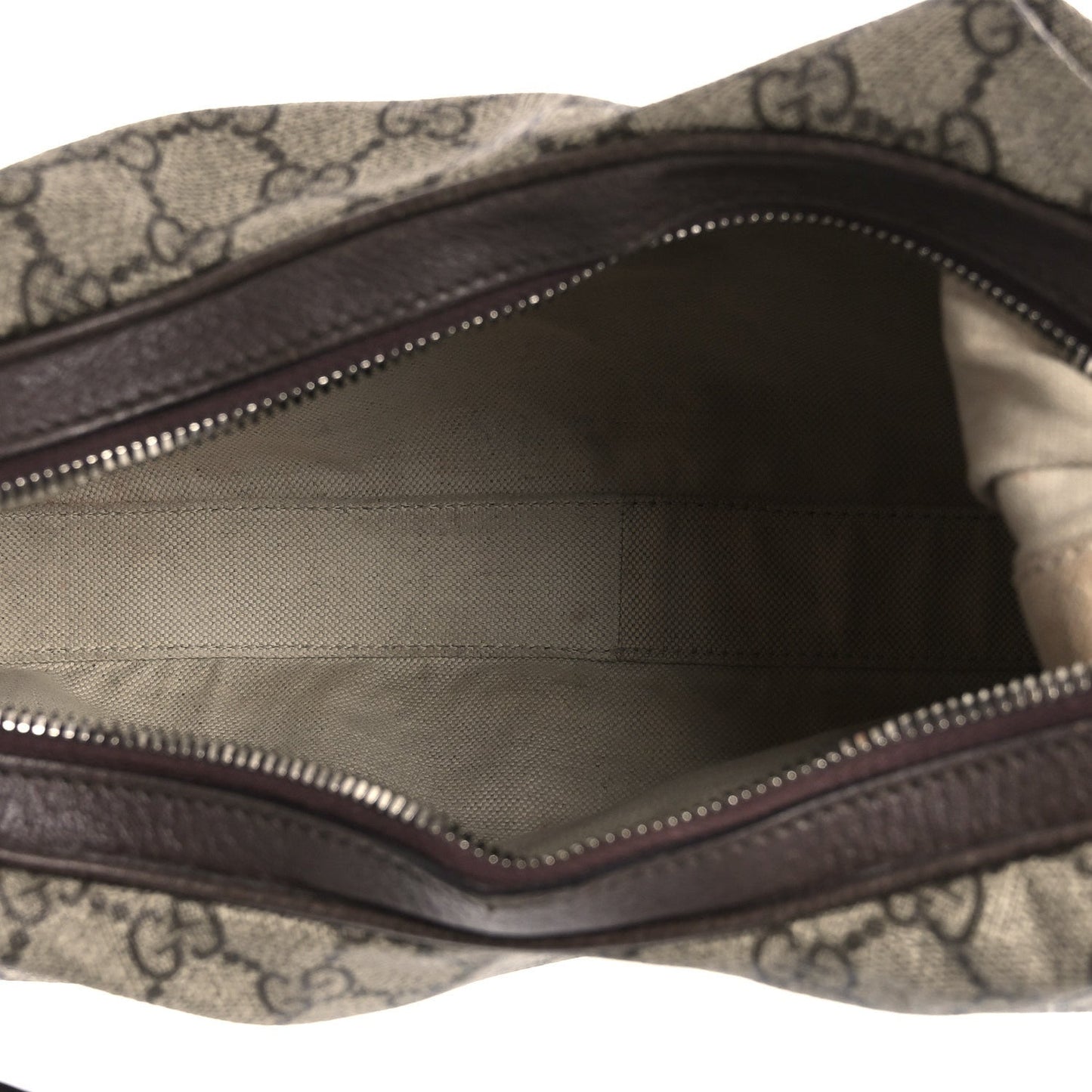 GG Supreme Monogram Textured Calfskin Web Large Attache Shoulder Bag Beige Ebony New Acero