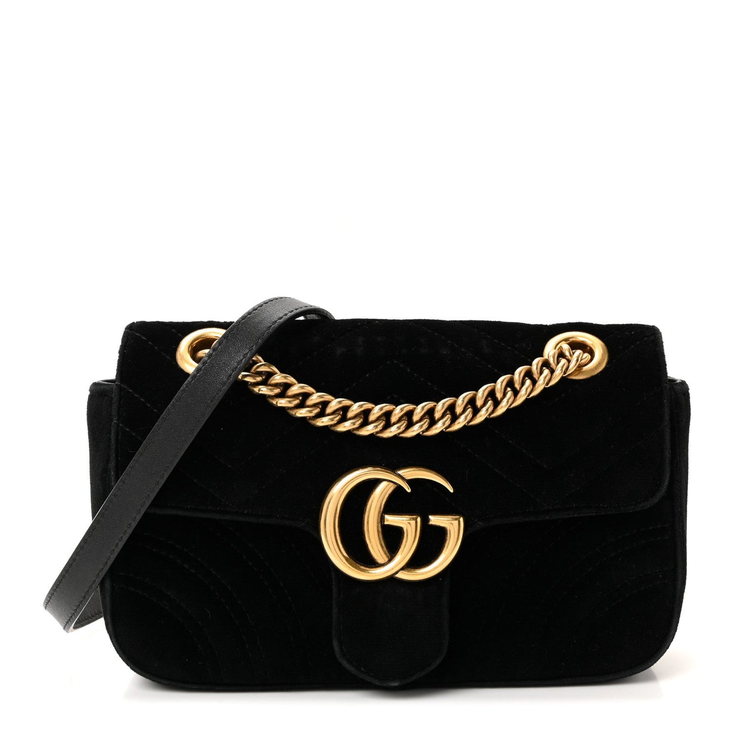Velvet Matelasse Mini GG Marmont Shoulder Bag Black