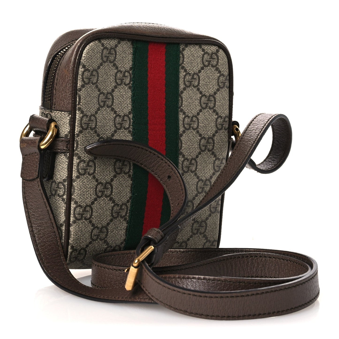 GG Supreme Monogram Web Mini Ophidia Messenger Brown
