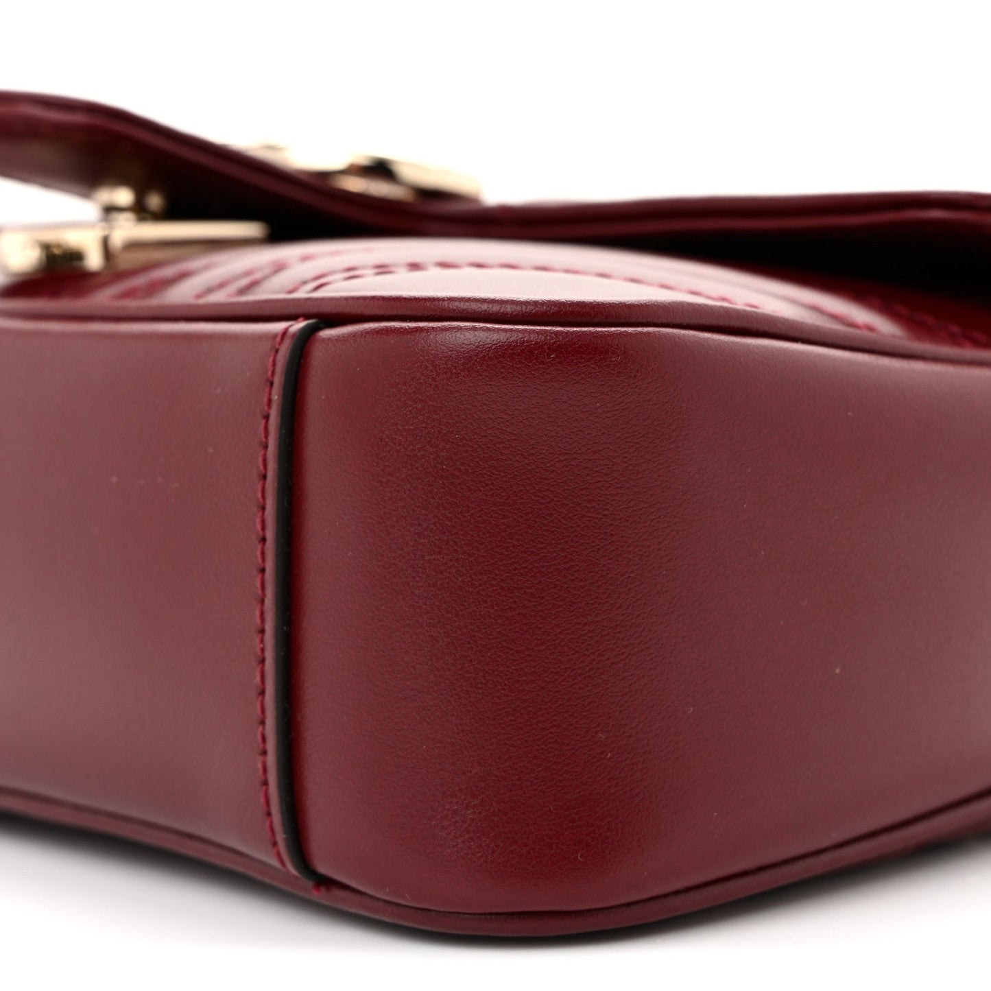 Calfskin Matelasse Mini GG Marmont Shoulder Bag Rosso Ancora