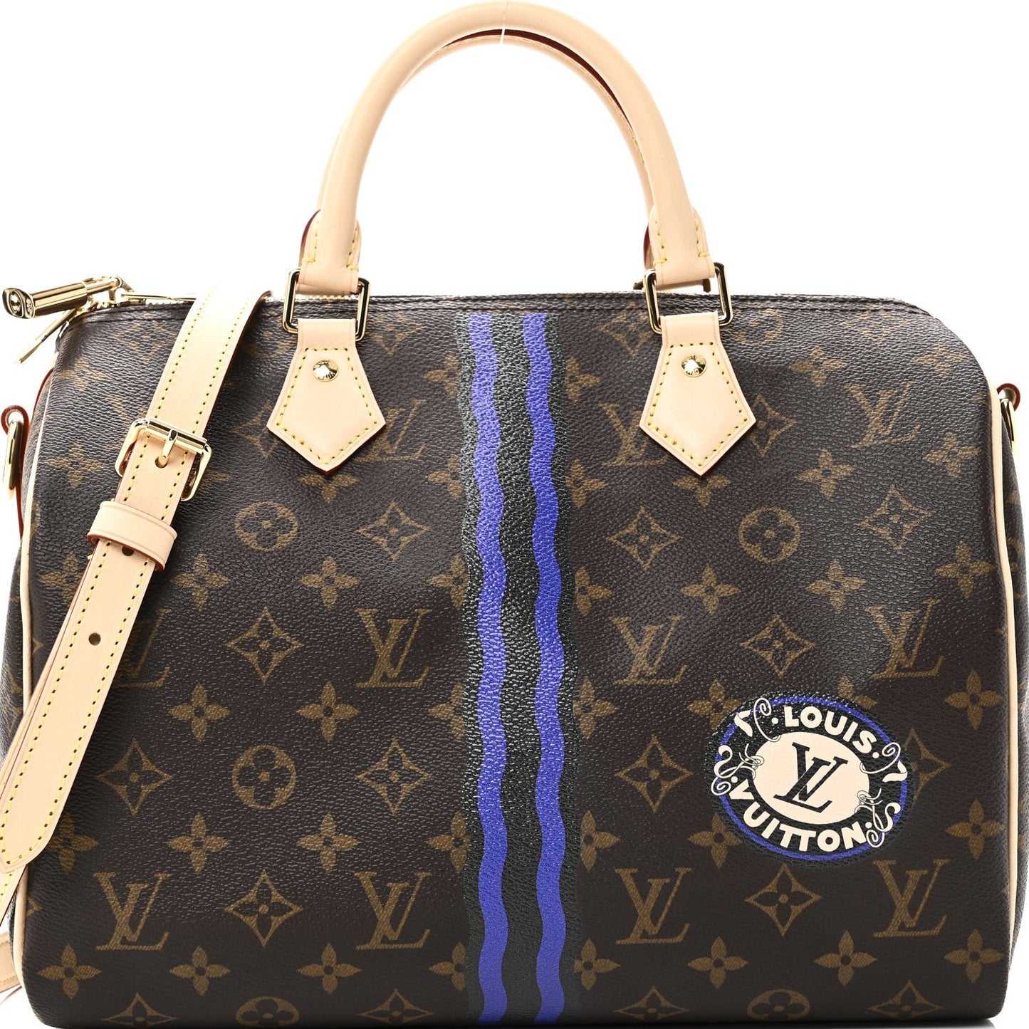 Mon Monogram Speedy Bandouliere 30 Indigo Blue Khaki