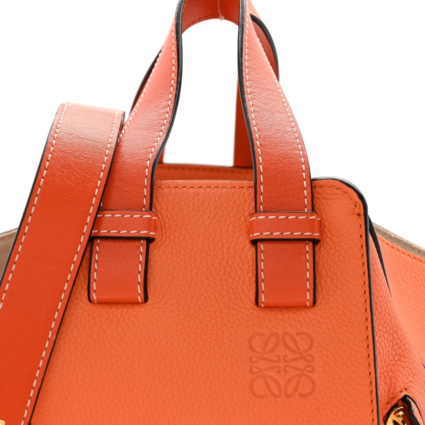 Grained Calfskin Small Hammock Shoulder Bag Apricot Orange