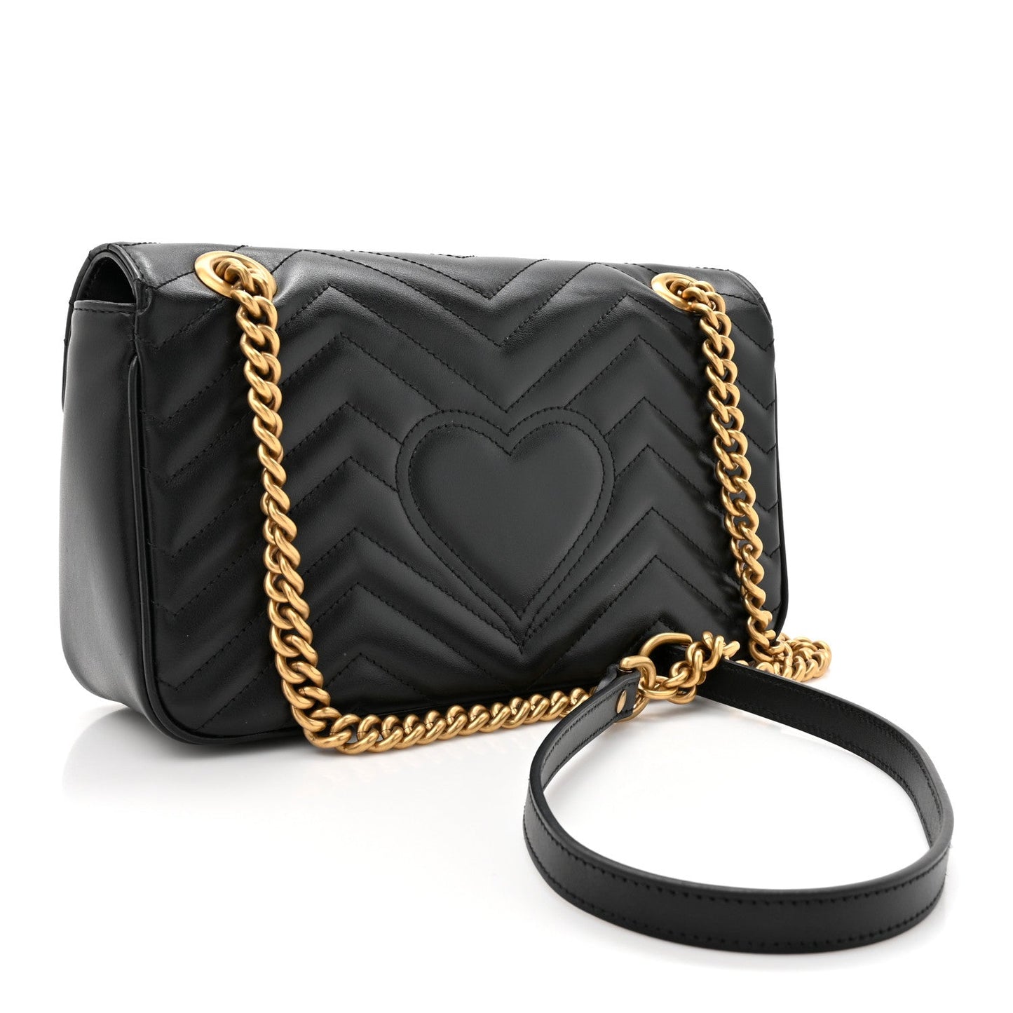 Calfskin Matelasse Small GG Marmont Shoulder Bag Black