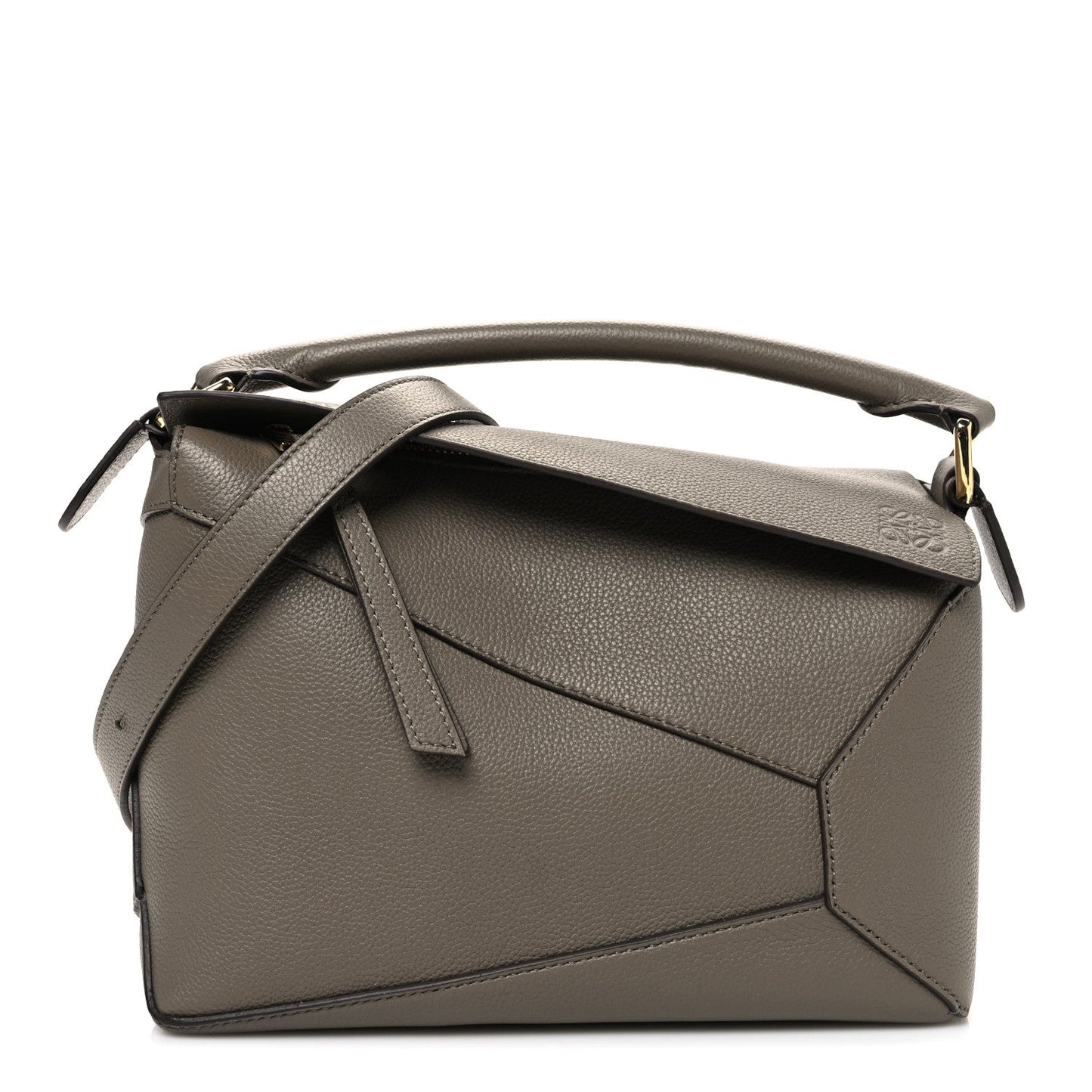 Soft Grained Small Puzzle Edge Bag Taupe