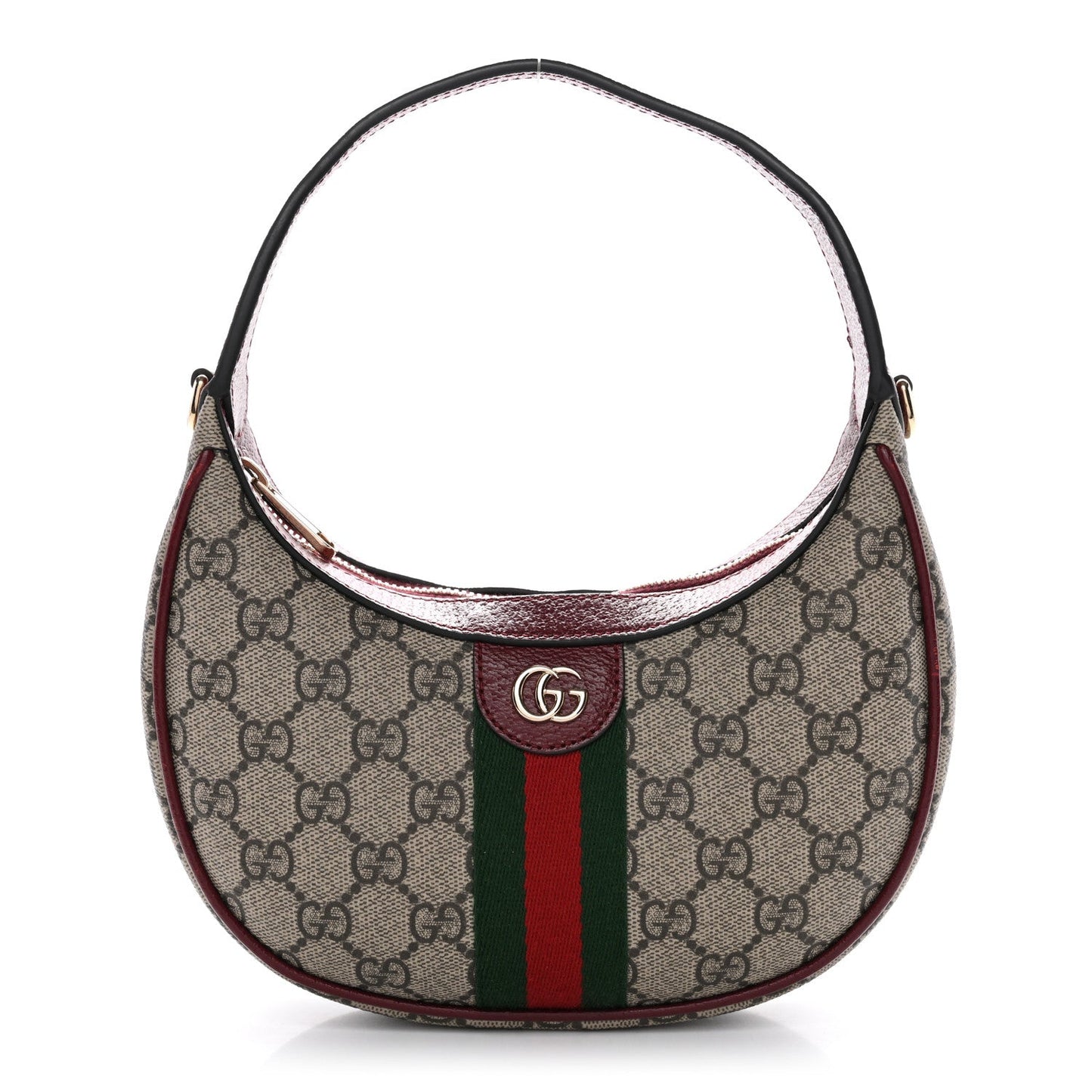 GG Supreme Monogram Textured Dollar Calfskin Small Ophidia Shoulder Bag Beige Bordeaux
